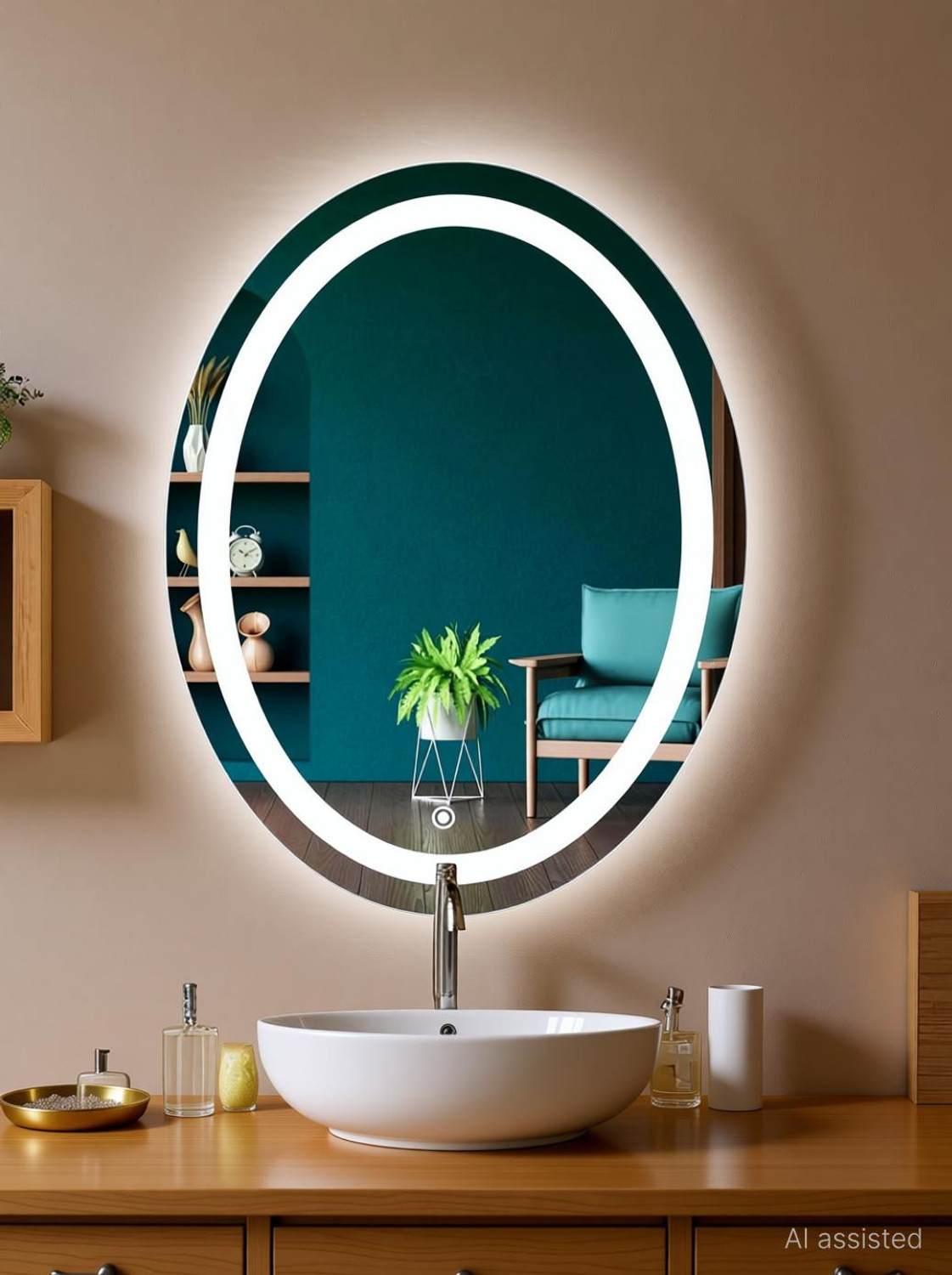 Image of Vitrysto 18*24 Oval Primium High Quality Led Mirror Lighted Mirror