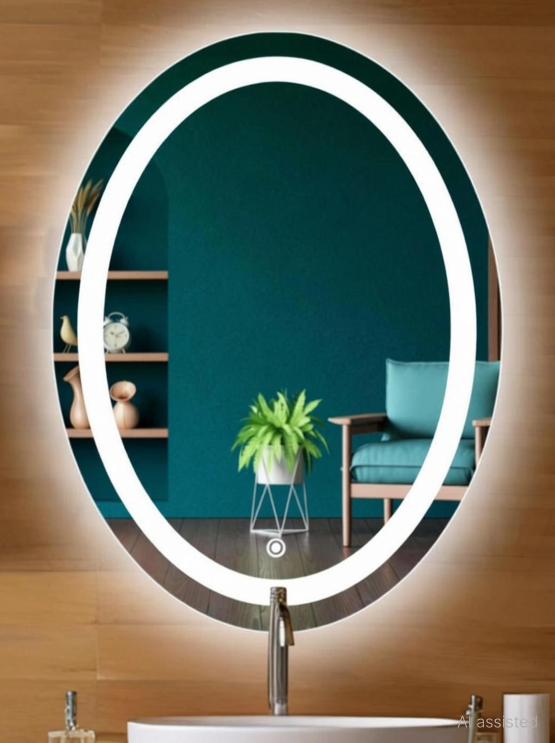 Image of Vitrysto 18*24 Oval Primium High Quality Led Mirror Lighted Mirror
