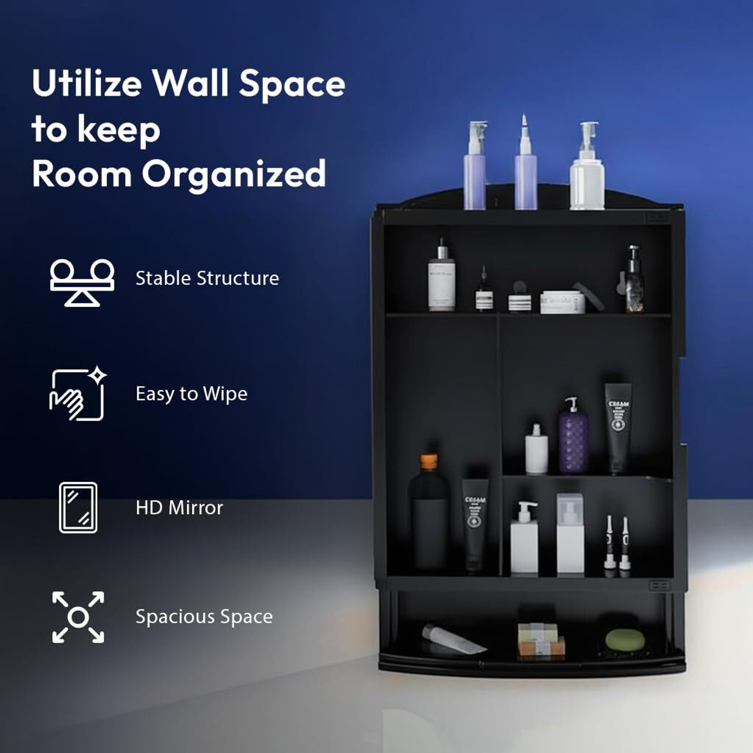 Image of URBAN CHOICE Saffire Black Polypropylene Wall Shelf
