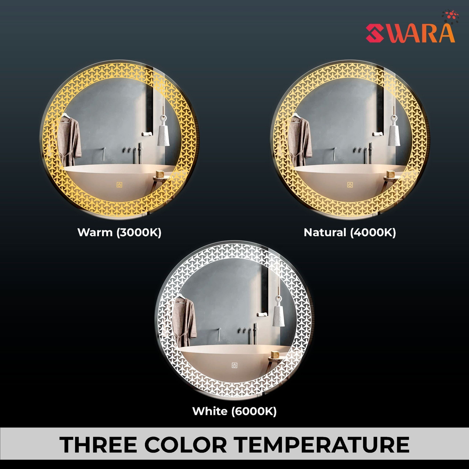 Image of LUPPRA 24x24 Inch Wall-Mounted LED Mirror with Smart Sensor Bathroom Mirror