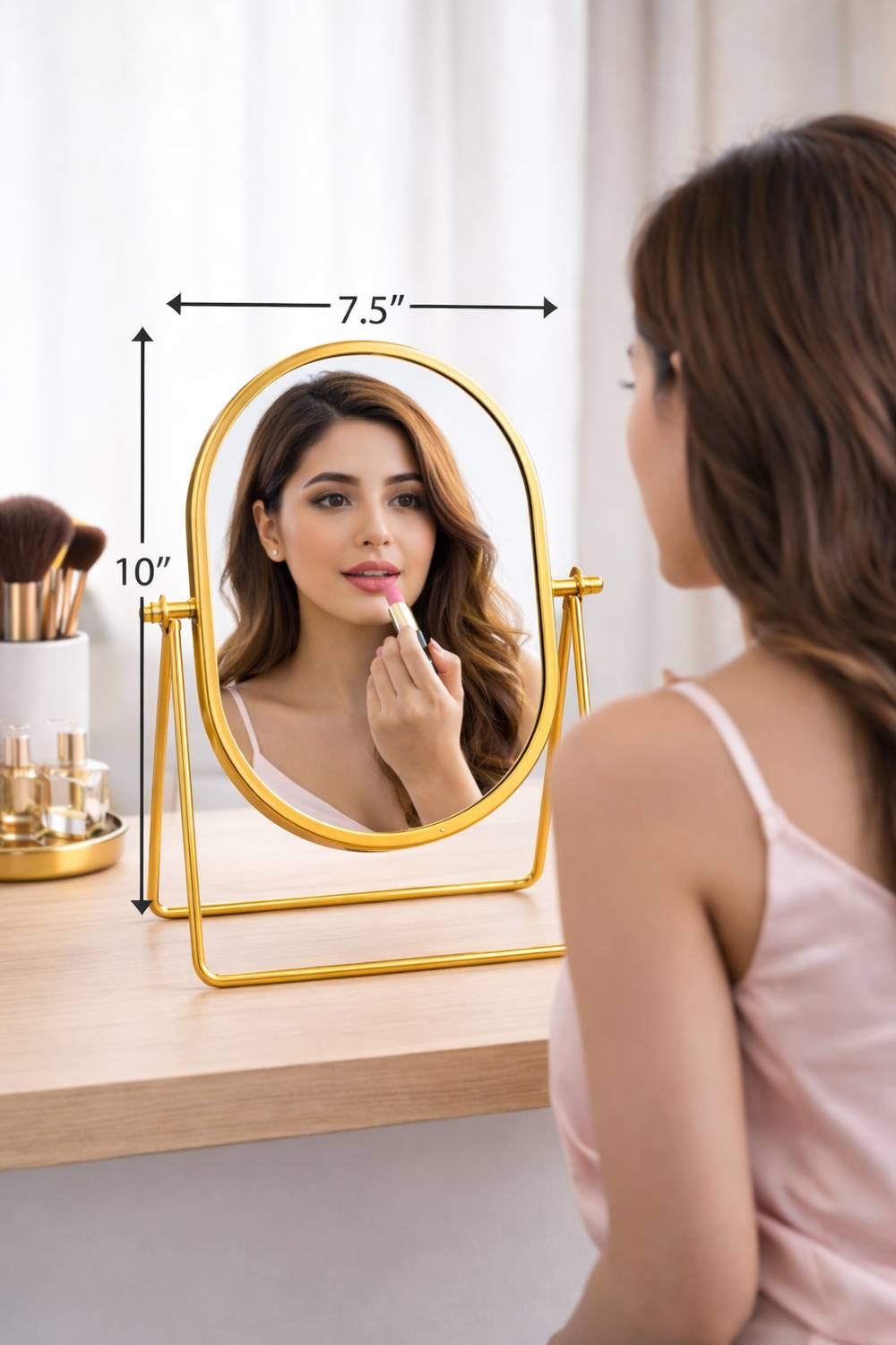 HEHARI Gold Oval Desk Makeup Mirror - Image 3