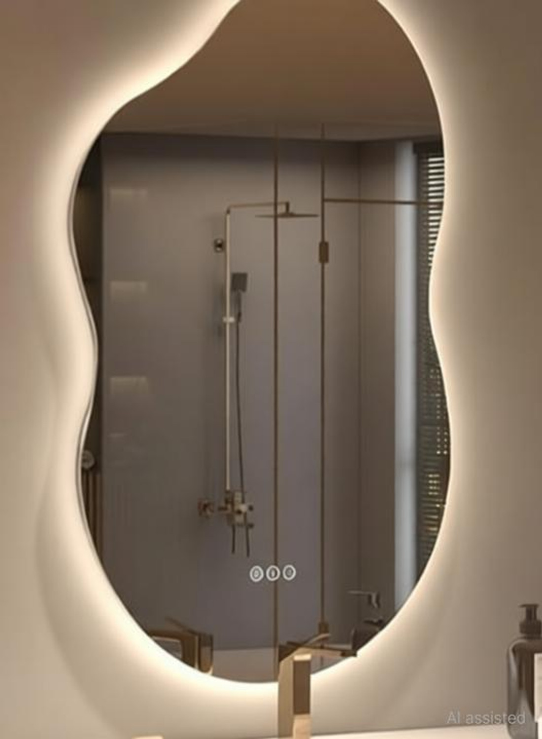 Image of PINICODE IRREGULAR MIRROR WITH THREE COLOR LED LIGHTS AND TOUCH SENSORS 21 inchX16 inch FB1 Bathroom Mirror