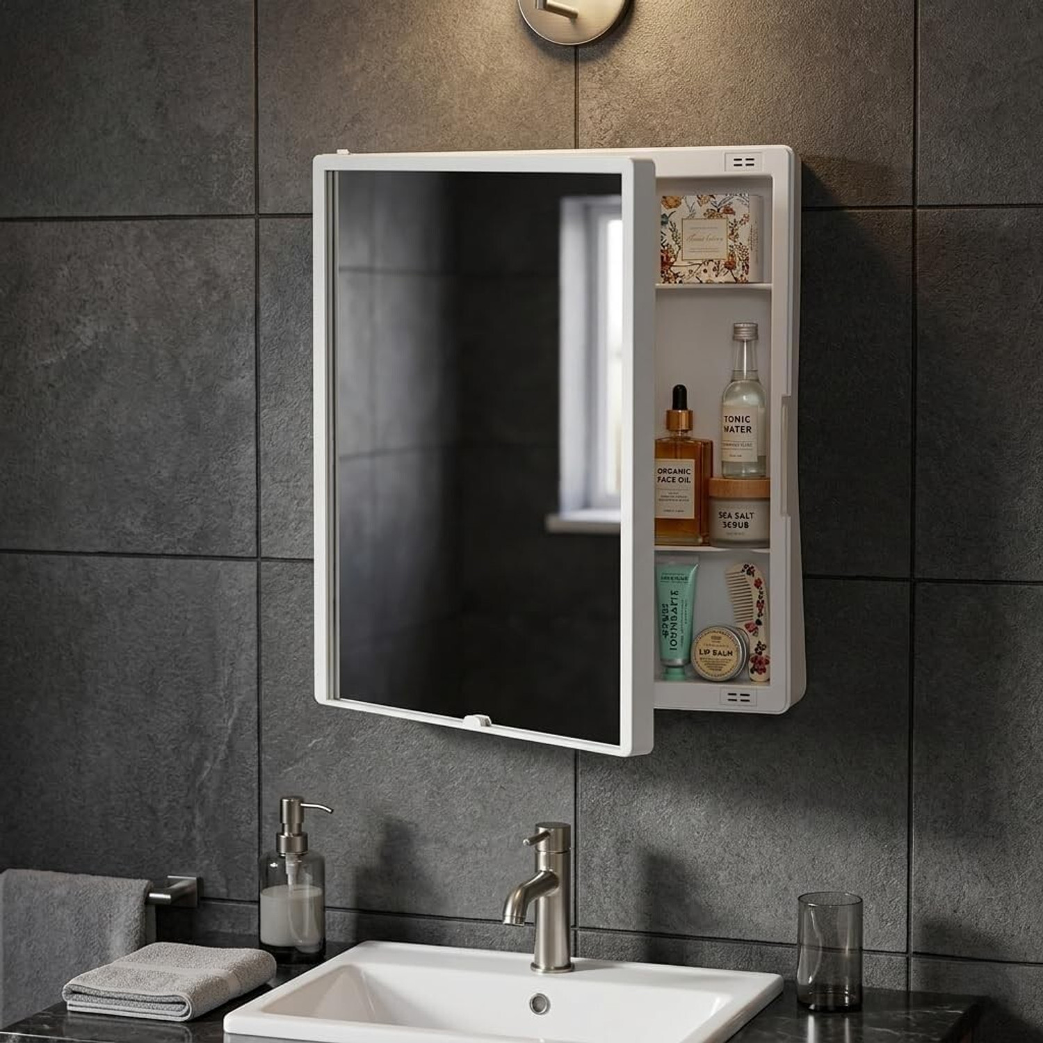 Image of CIPLA PLAST New Rich Look Mirror Cabinet For Bathroom Color White