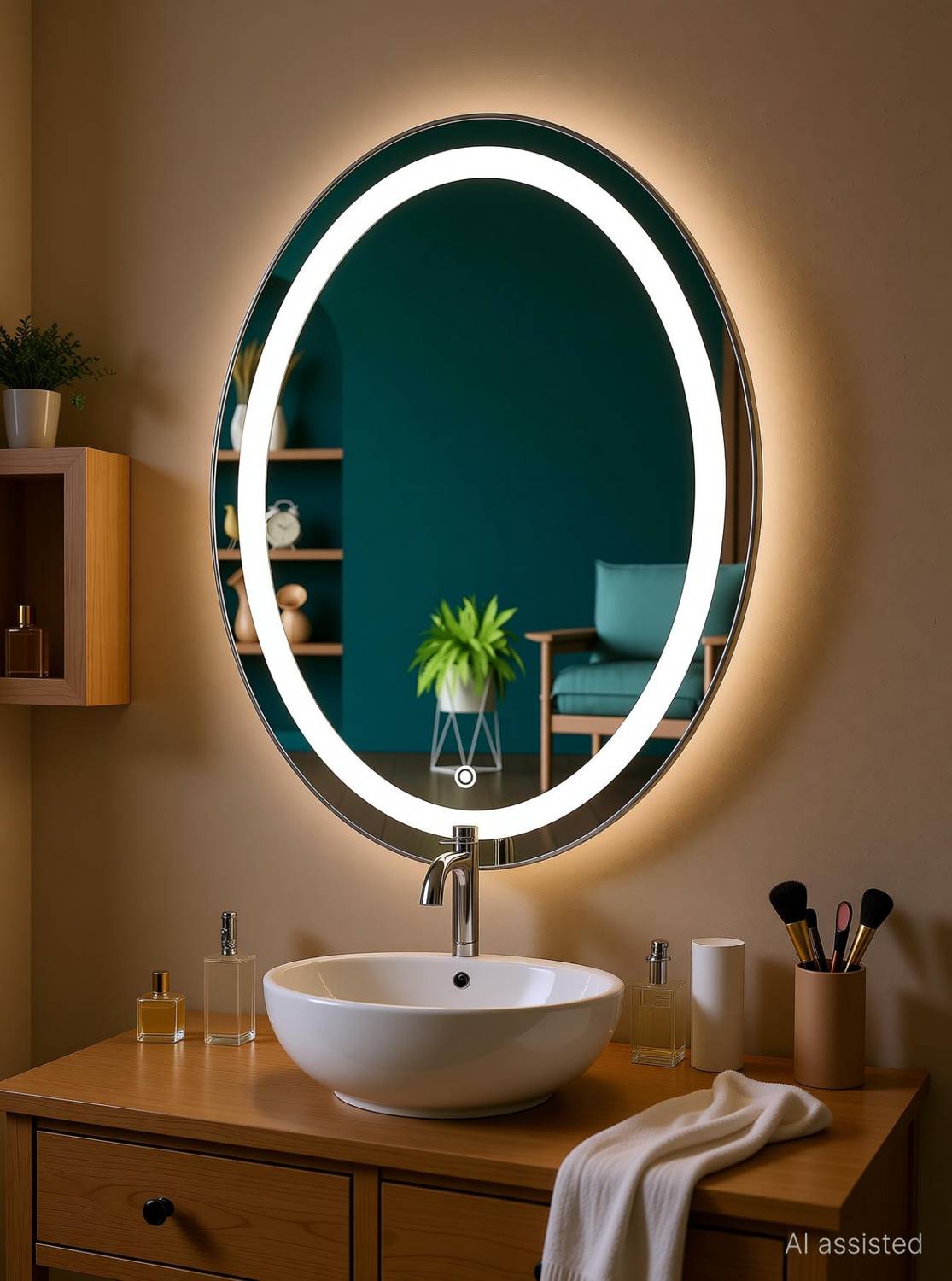 SANIF Oval LED Mirror 18x24 - Image 1