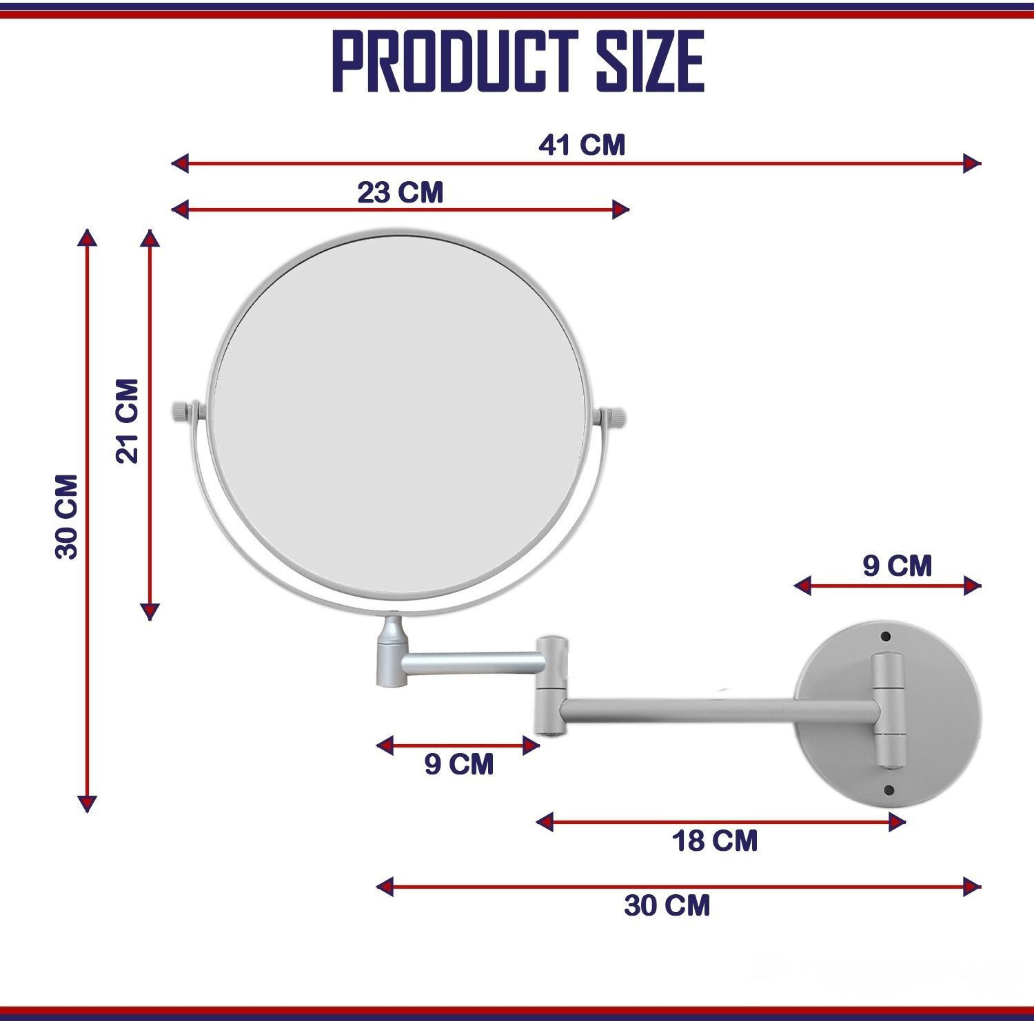 Image of LACOPINE Wall Mounted Double Sided 3x Mirror, Extendable Arm For Bathroom & Grooming Magnifying Mirror (Round Finish : Matte)