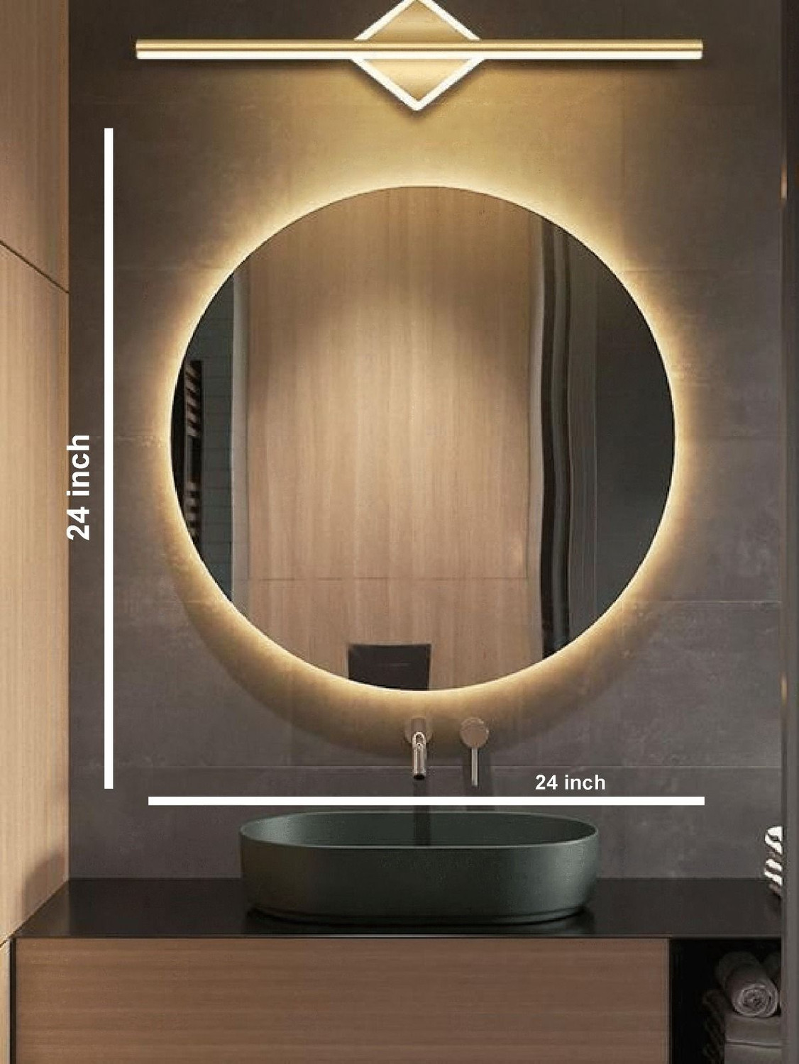 Image of GlassDarshan 24*24 Inch Led Mirror With Sencer. Lighted Mirror (Round)