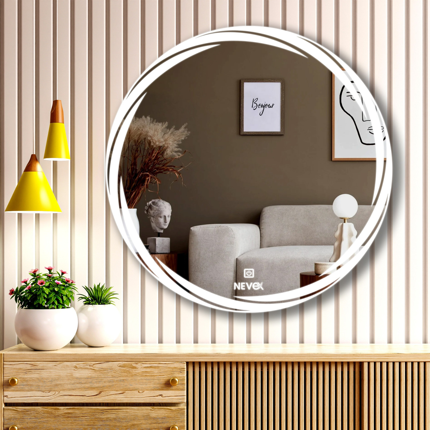 Image of LUPPRA Round 24X24 inch Wall Mounting Mirror with Light Bathroom Mirror