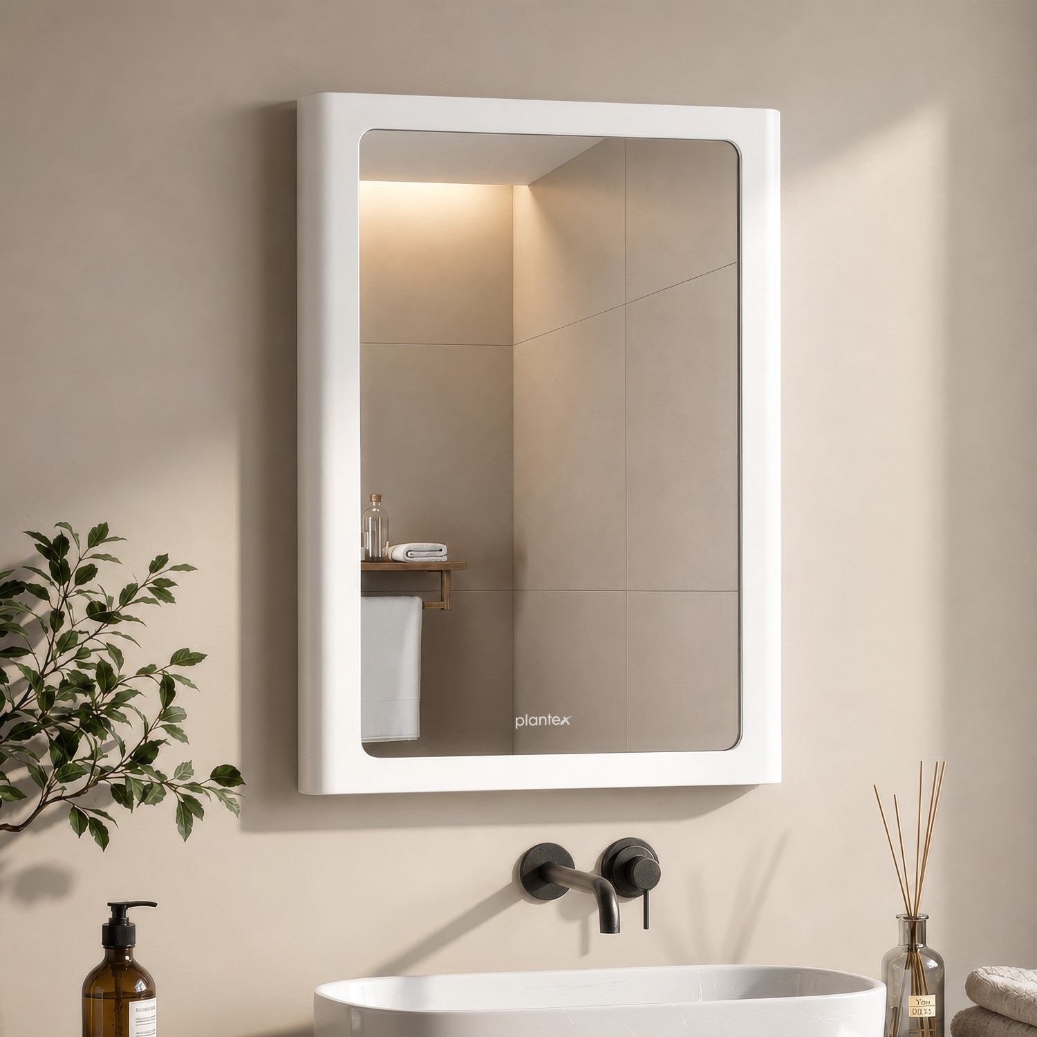Image of Plantex Mirror with Frame /Looking Glass with ABS Frame /Mirror for Home /Bathroom-18x14 In Bathroom Mirror