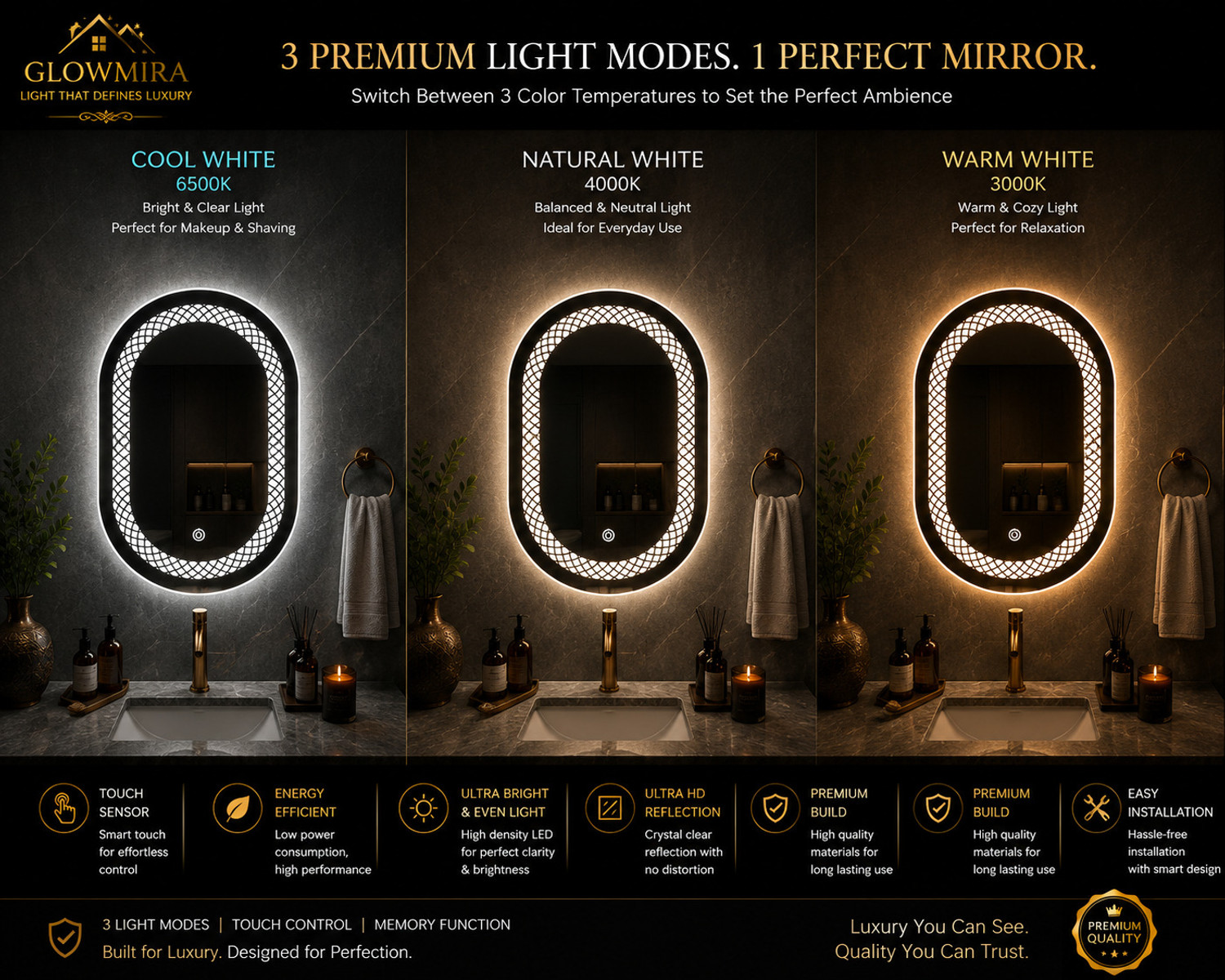 Image of Mofaro 24*18 Inch LED Wall MirrOR capsule LLP2 Bathroom Mirror