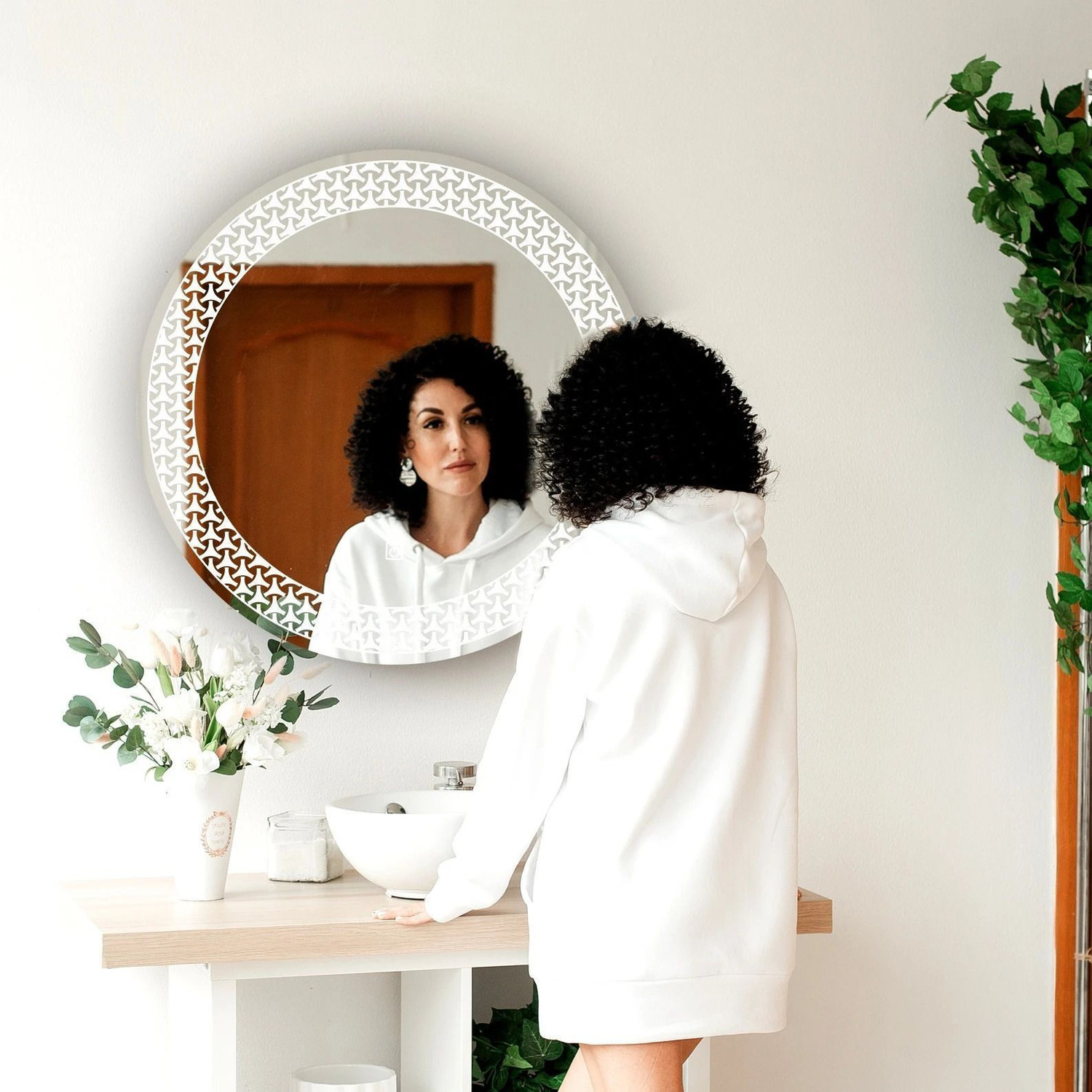 Image of LUPPRA 24x24 Inch Wall-Mounted LED Mirror with Smart Sensor Bathroom Mirror