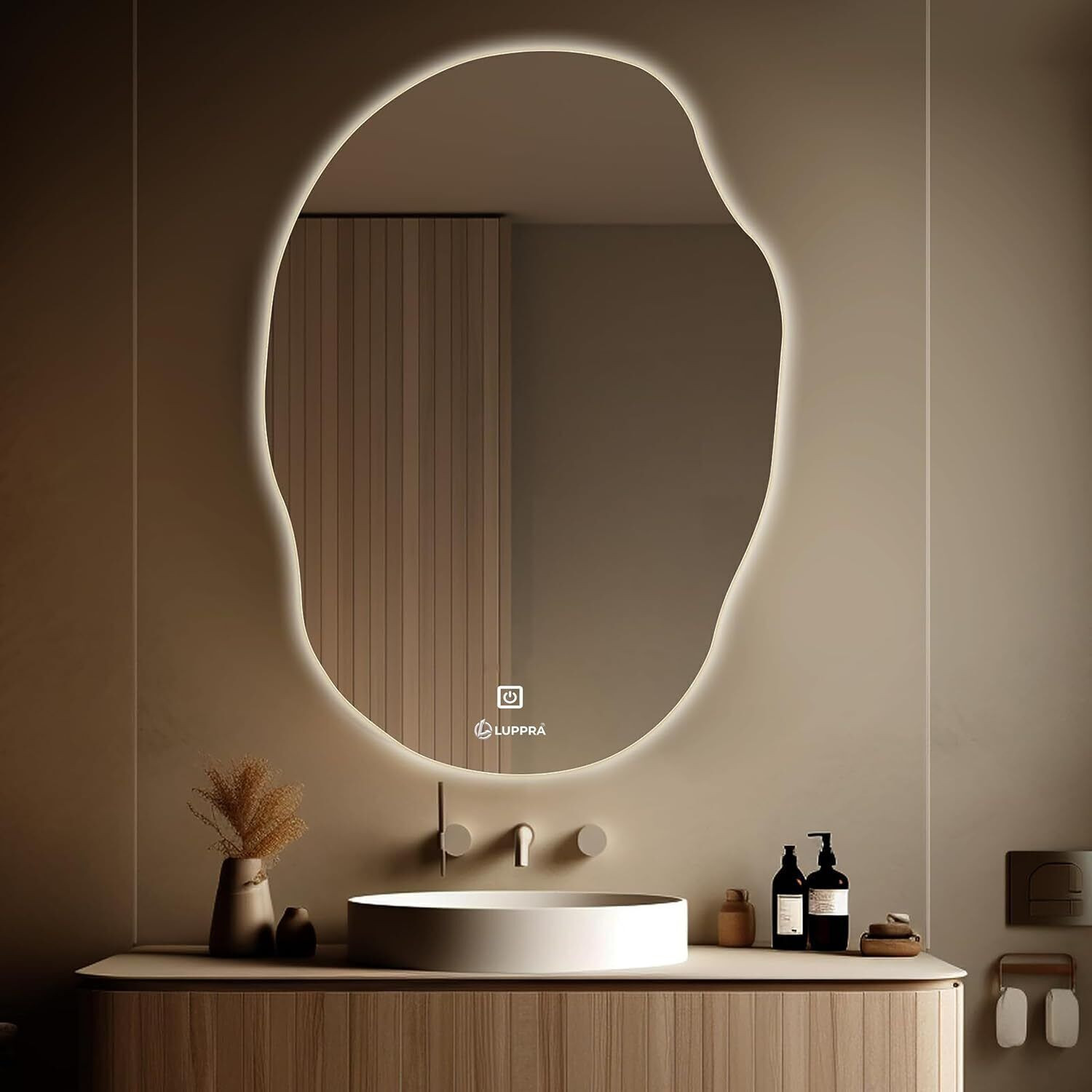 LUPPRA 18 X 24 Inch Led Bathroom Oval Mirror with 3-Color Light Bathroom Mirror