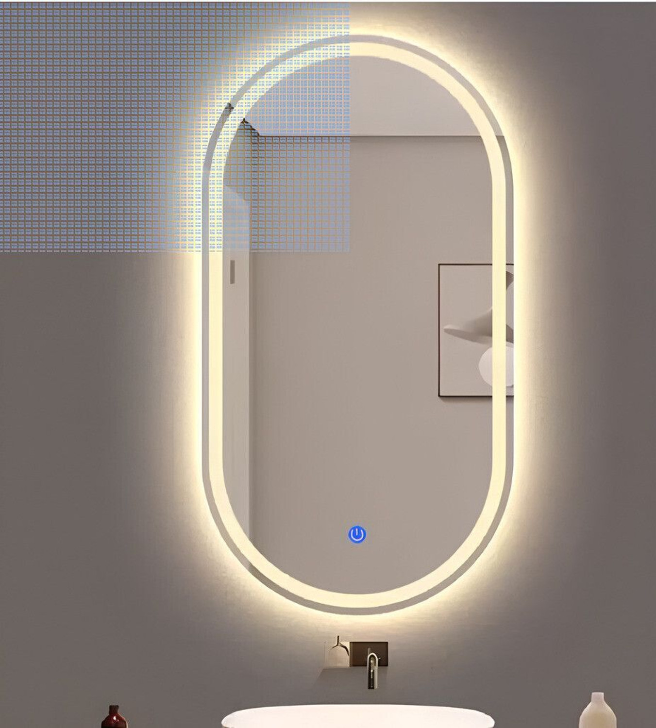 Image of SANIF Capsul Led Mirror for bathroom || Size 18x24, Lighted Mirror