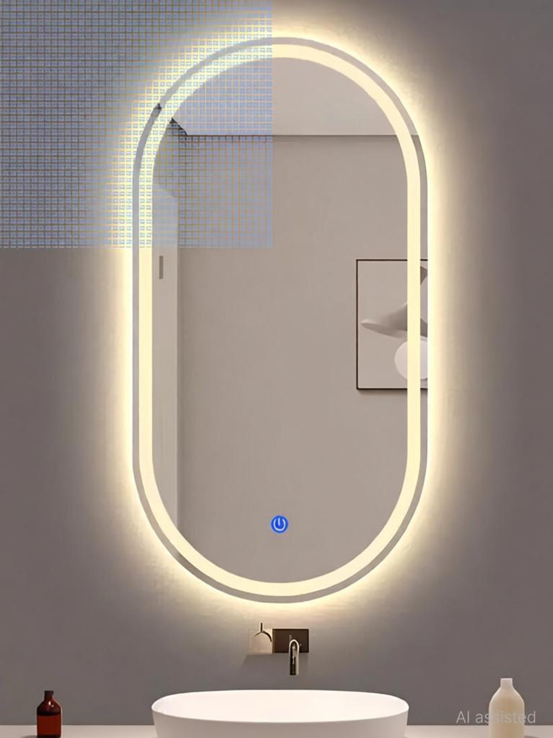 Image of SANIF Capsul Led Mirror for bathroom || Size 18x24, Lighted Mirror