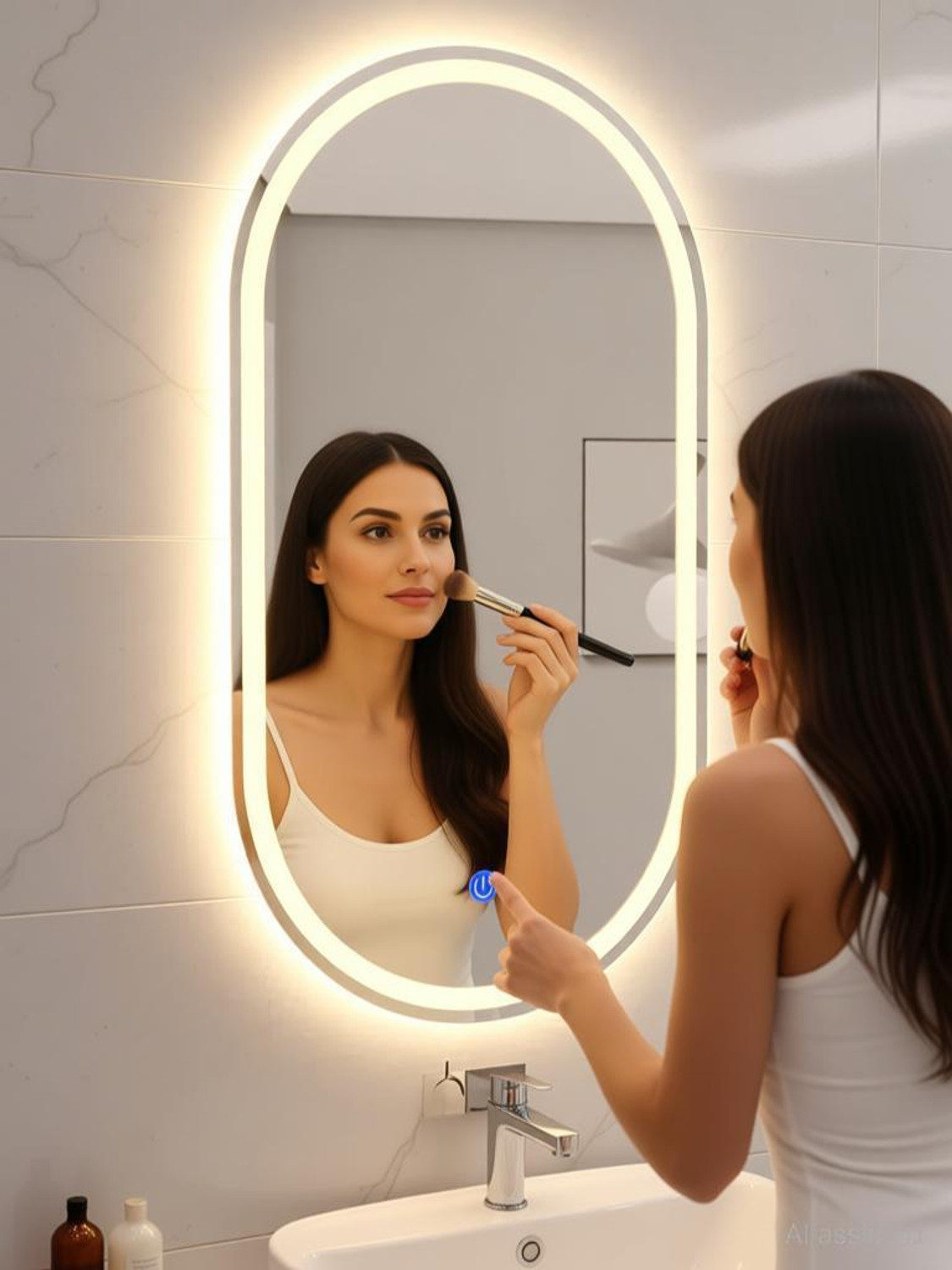 Image of SANIF Capsul Led Mirror for bathroom || Size 18x24, Lighted Mirror