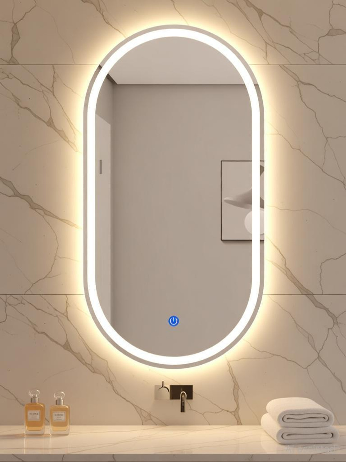 Image of SANIF Capsul Led Mirror for bathroom || Size 18x24, Lighted Mirror