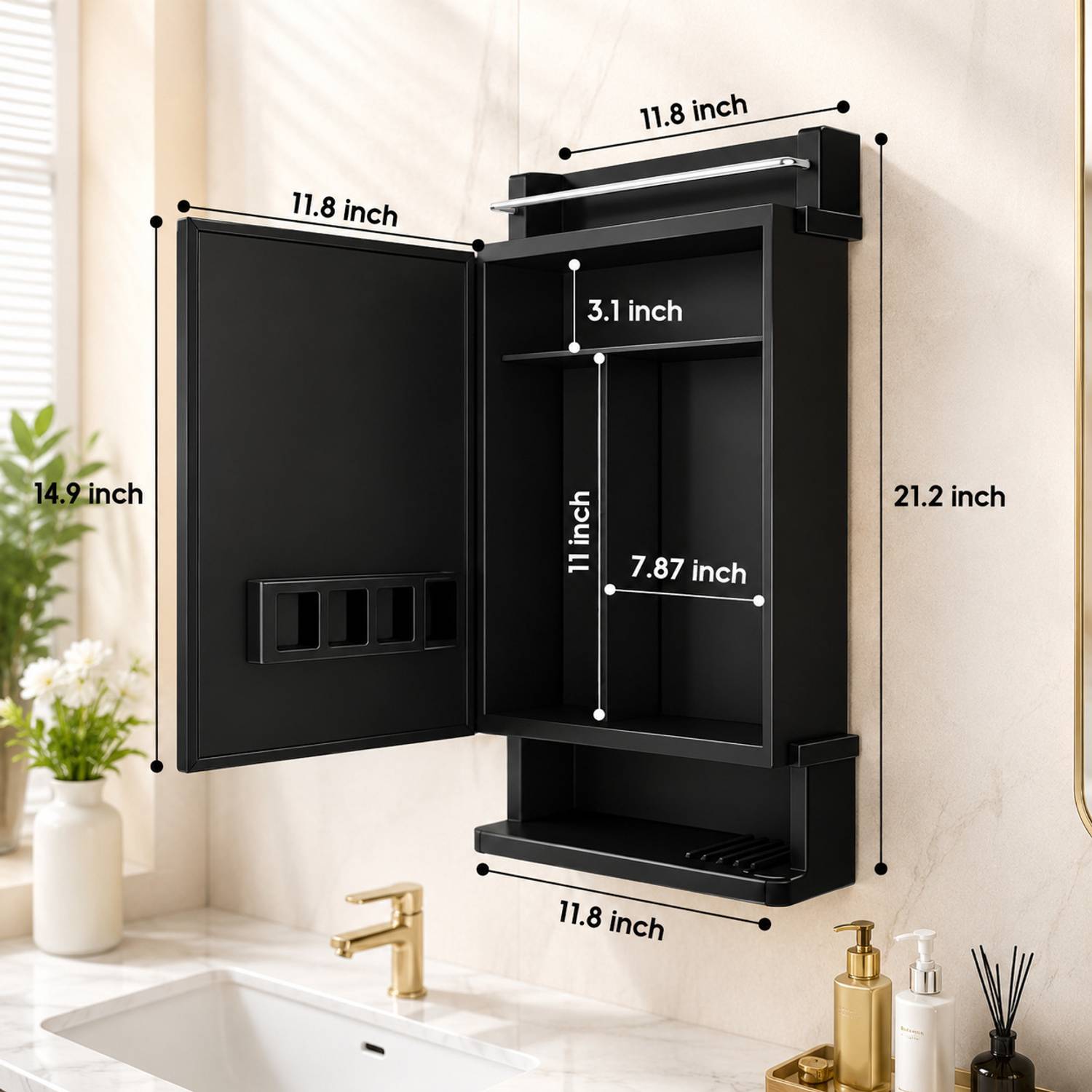 LUPPRA Wall Mounted Storage Cabinet with Mirror - Image 3