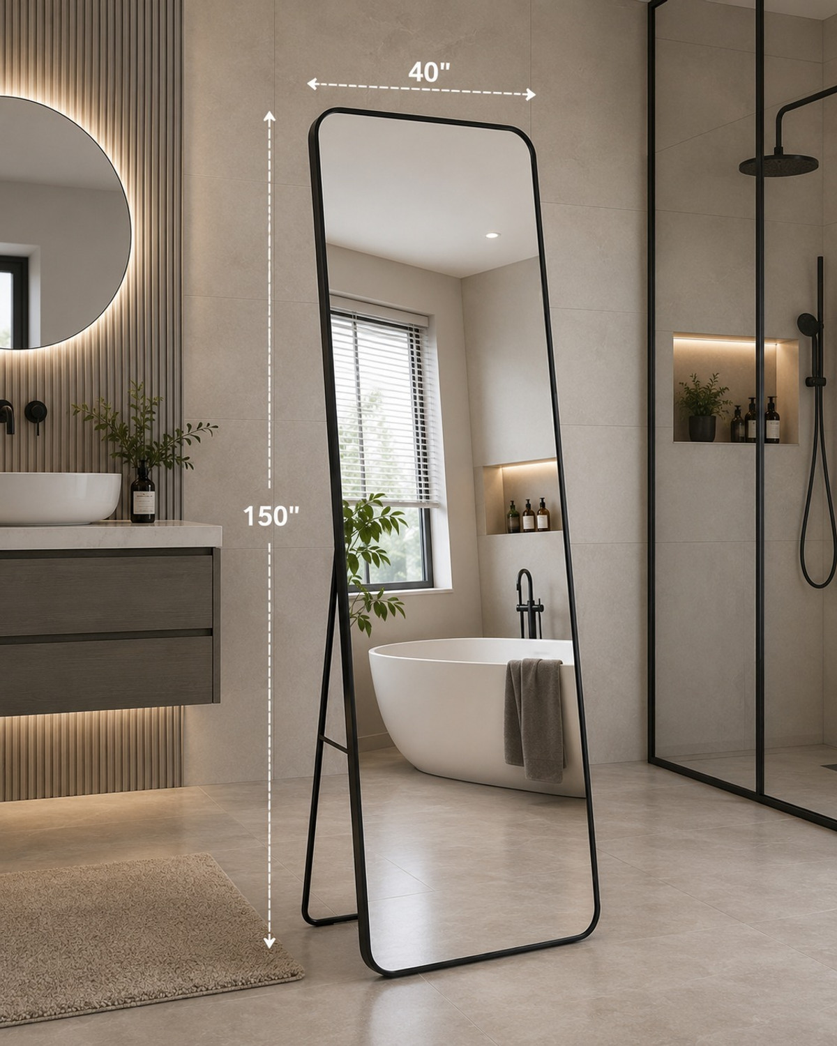 Image of LUPPRA Rectangle Full Length Mirror 150X40 Bathroom Mirror