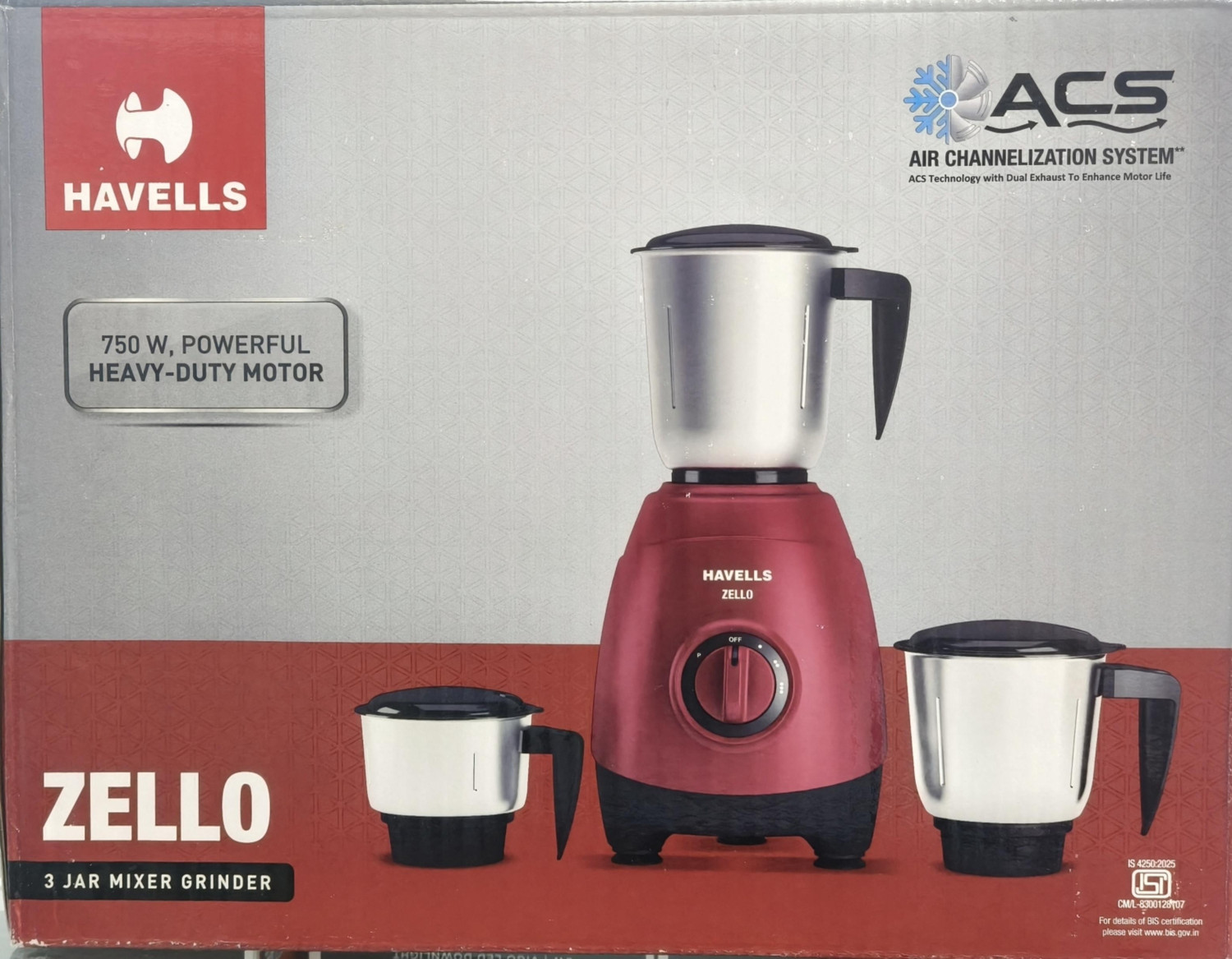 Image of HAVELLS HAVELS ZELLO 750 W Mixer Grinder
