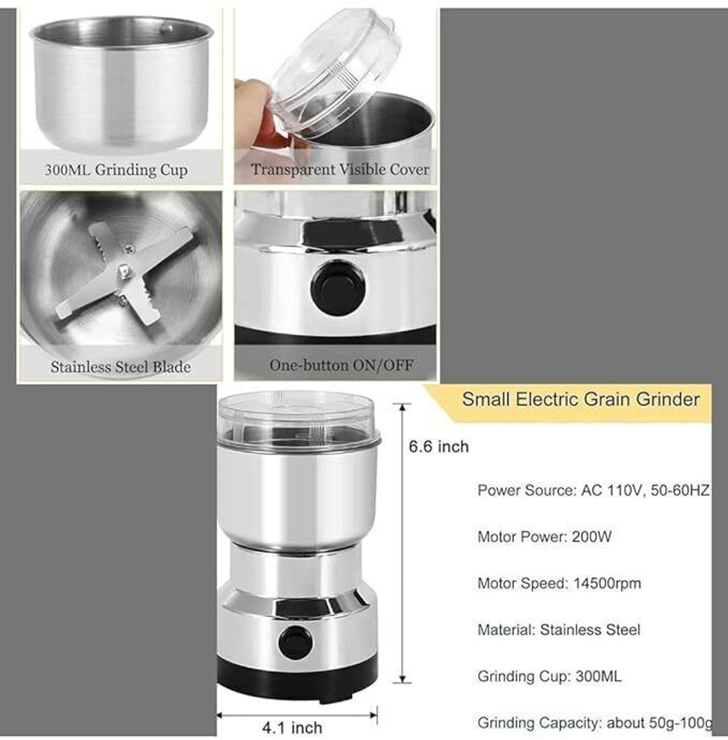 Image of Sahaj Enterprise Mini Mixer Grinder 800 W Mixer Grinder (2-in-1 Multipurpose Masala & Coffee Grinder | 1 Jar | Silver)