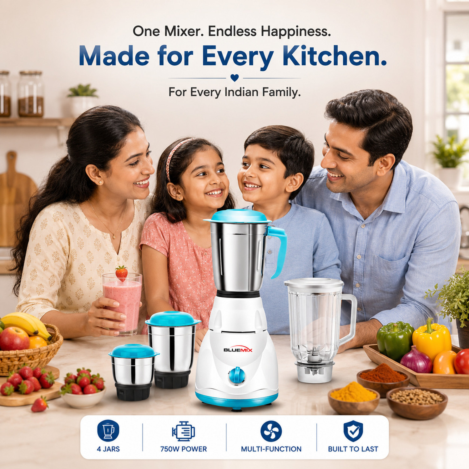 Image of Bluemix Super Smart 750 W Mixer Grinder