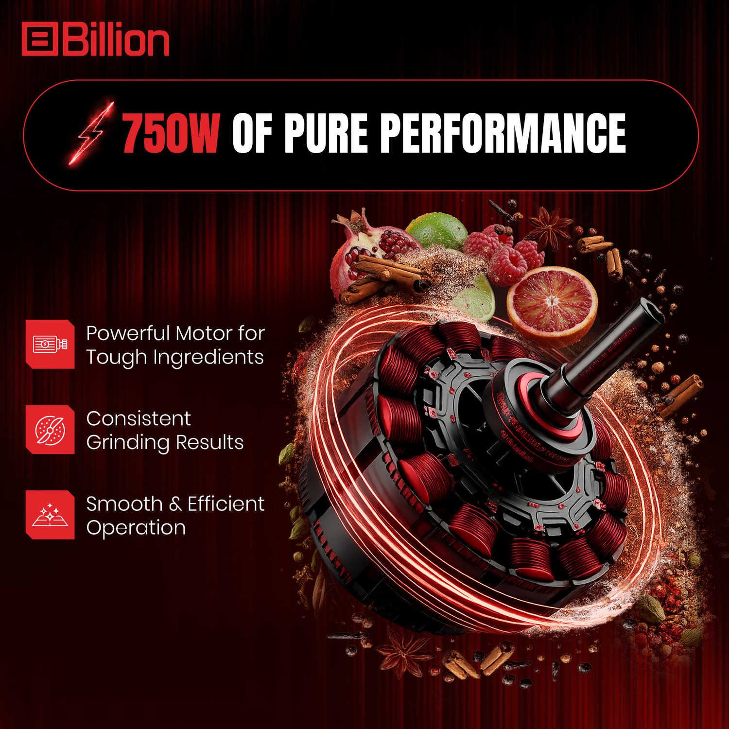 Image of Billion 3 Jars + Nutri & Sipper Jars with Coarse mode 750 W Juicer Mixer Grinder