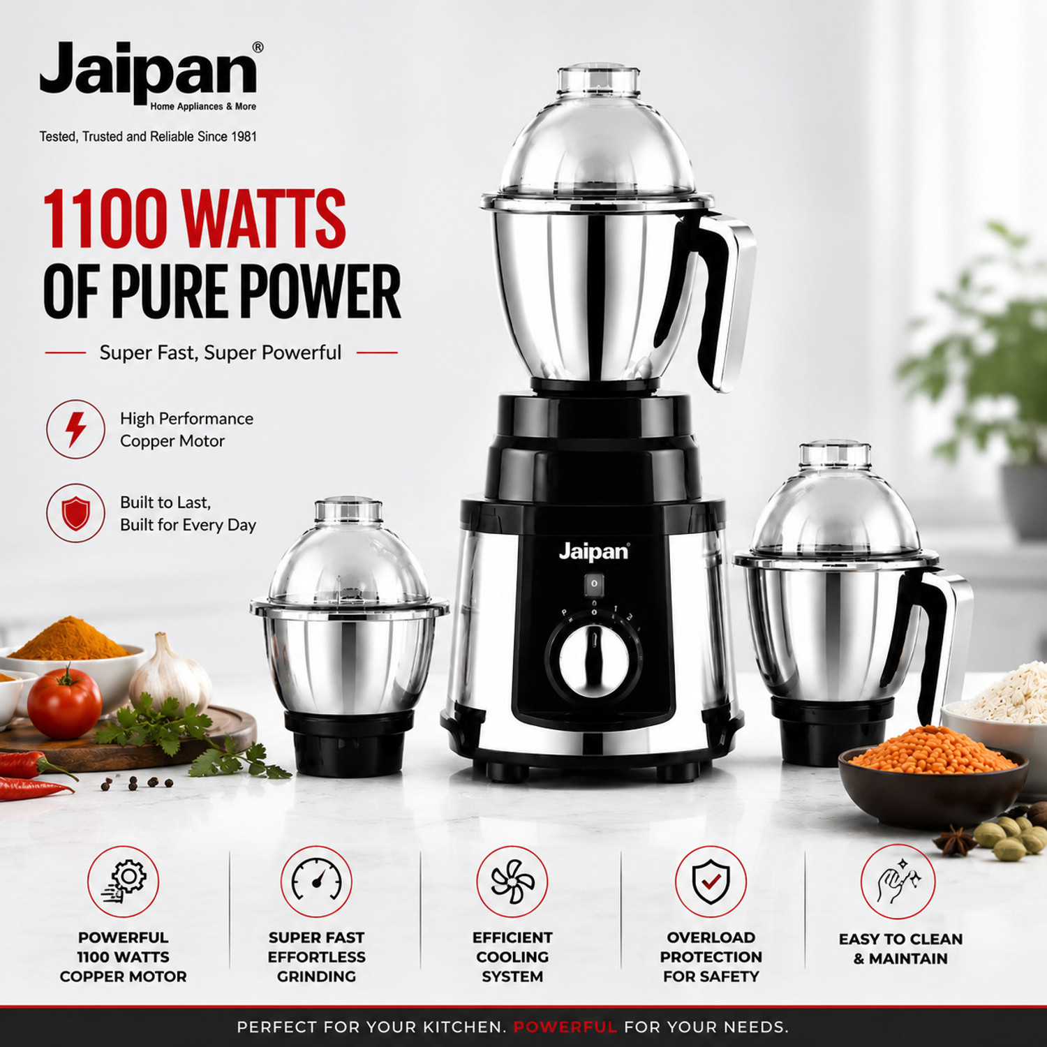 Image of Jaipan SONET 1100 W Mixer Grinder