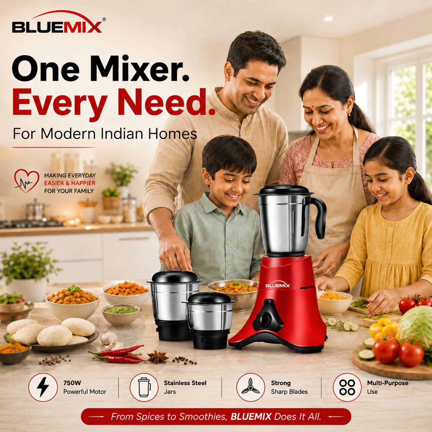 Bluemix Smart 700 W Mixer Grinder - Image 5