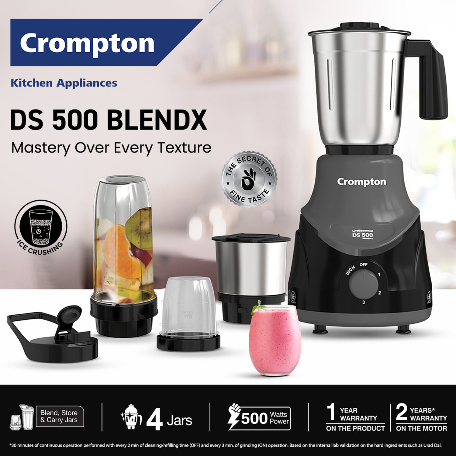 Image of Crompton BlendX 500 W Juicer Mixer Grinder