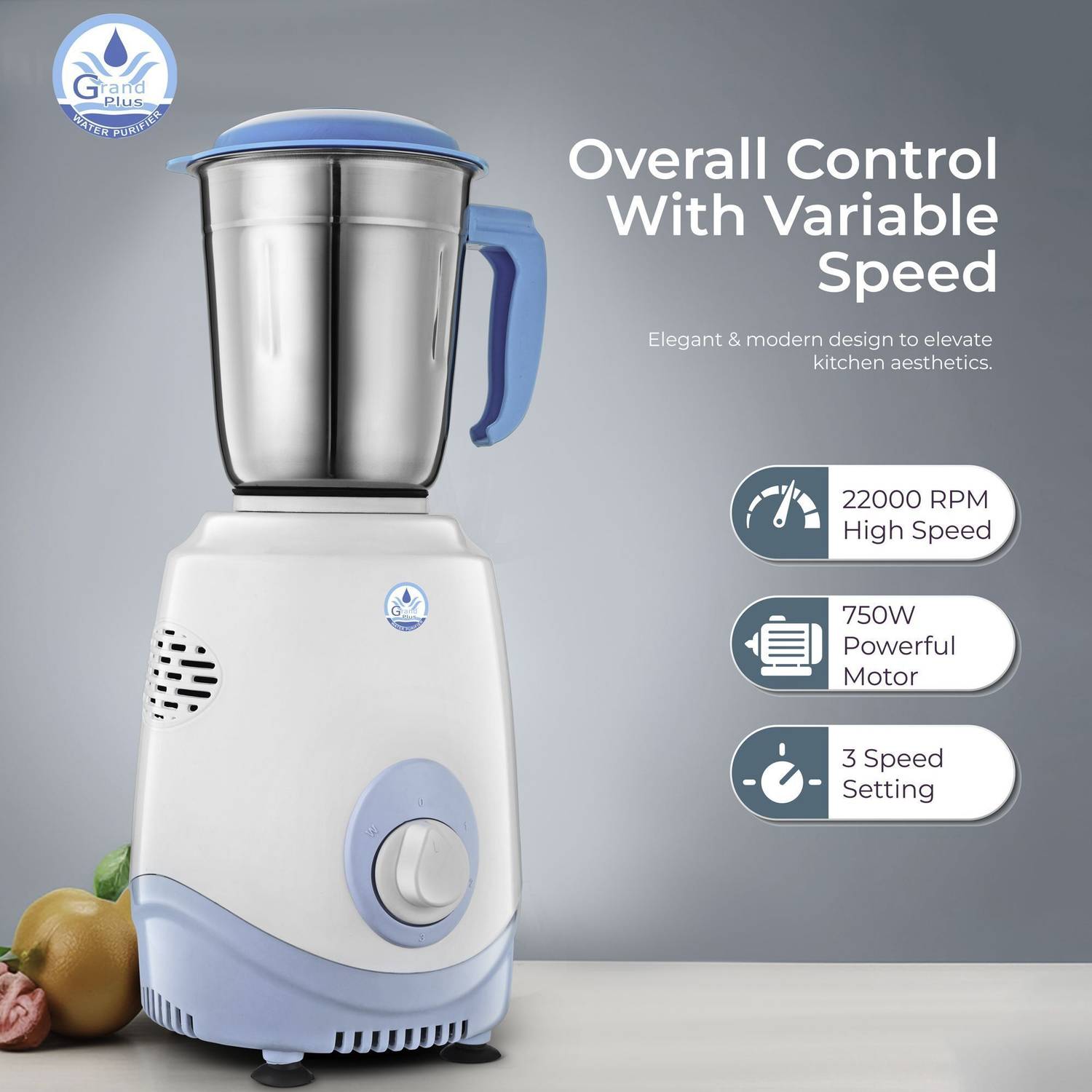 Grand plus Long 550 W Mixer Grinder White - Image 3