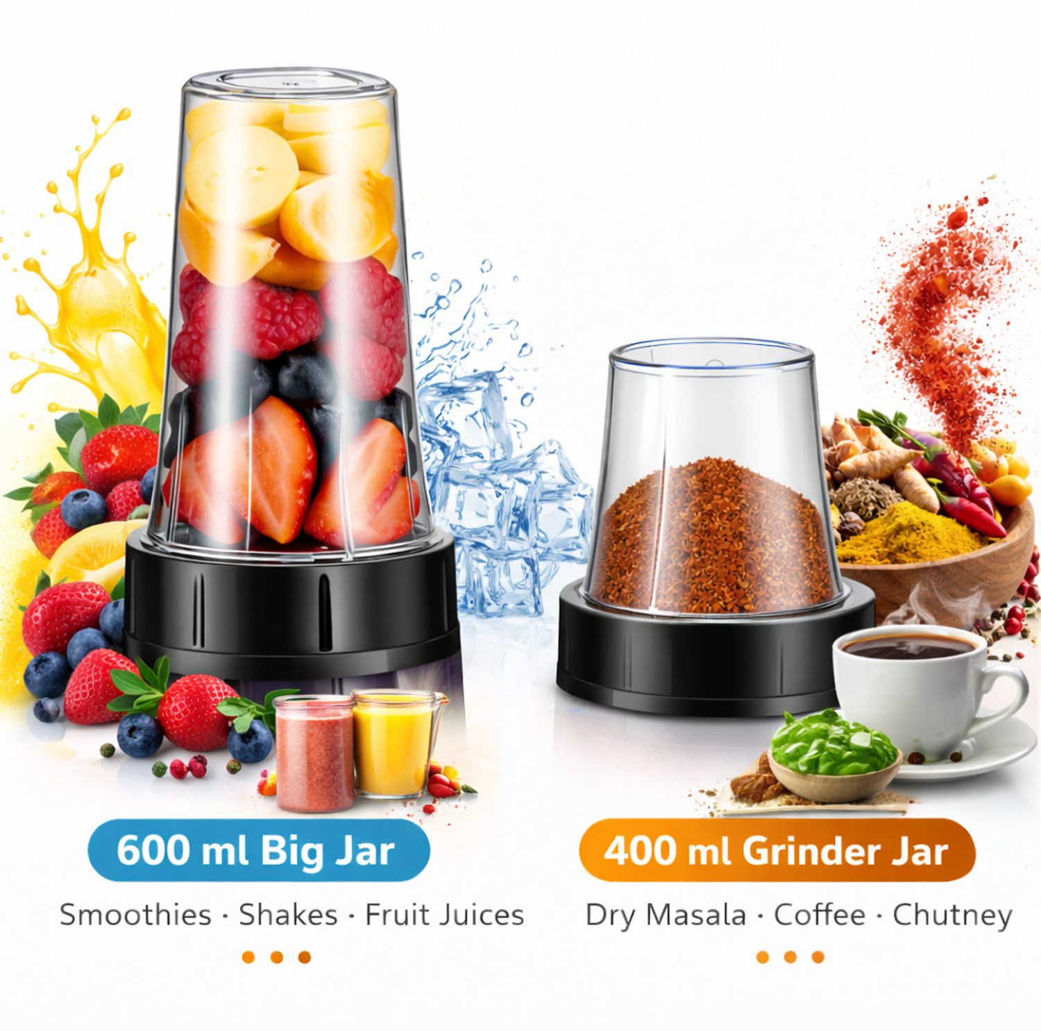 Image of Skystar 2 Jar Black Bullet Nutri 750 W Juicer Mixer Grinder