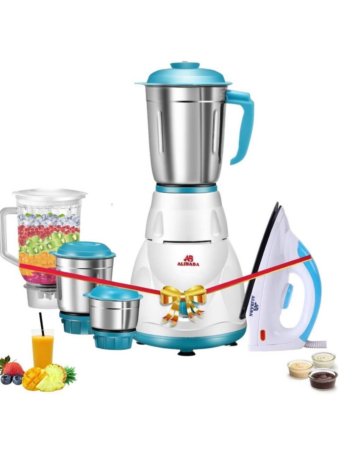 Alibaba Super Combo 750 W Dry Iron (White, Green) & 750 W Mixer Grinder