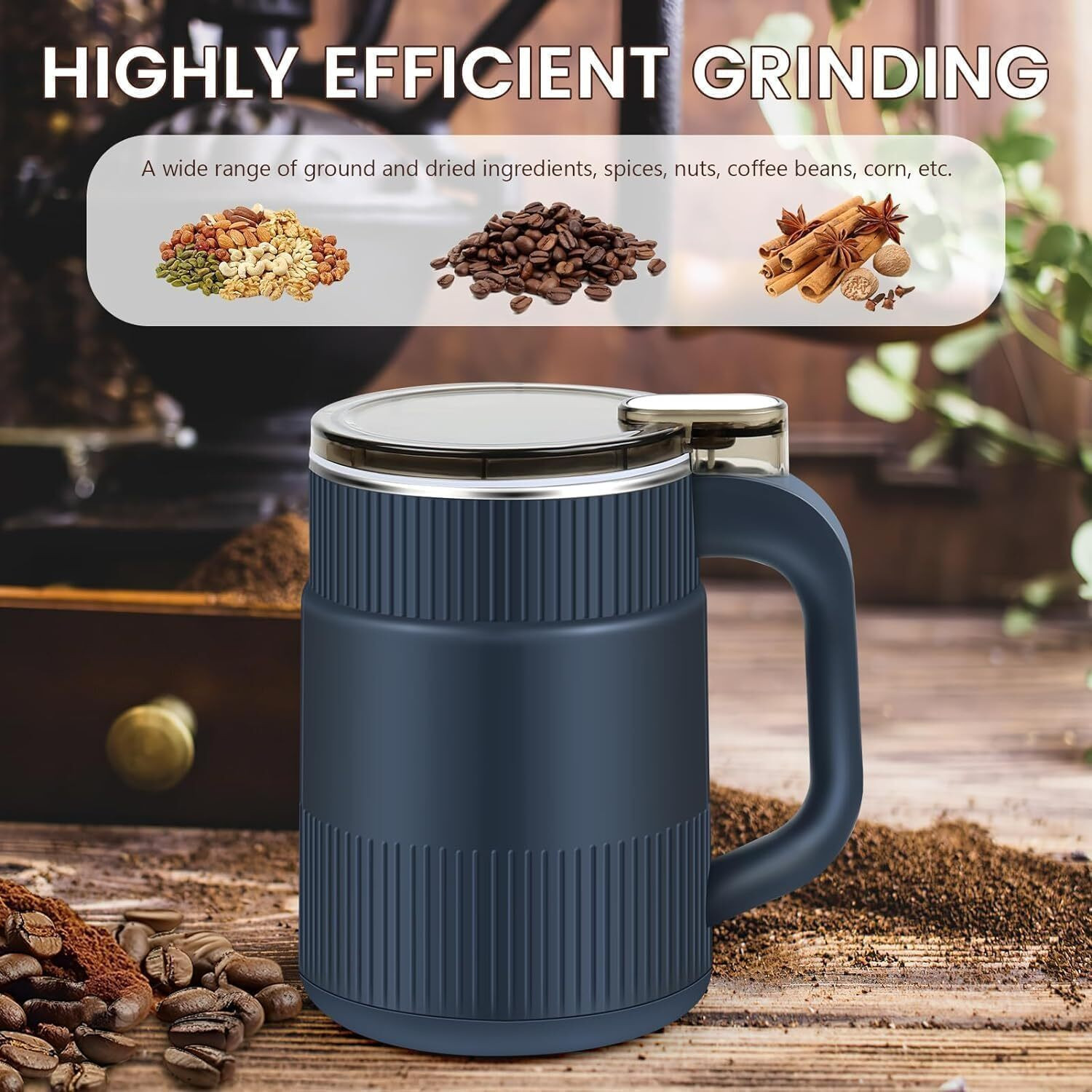 Image of ticrox Electric Coffee Grinder with Handle Mini Mixer for Masala, Dry Herbs & Nuts 300 W Mixer Grinder
