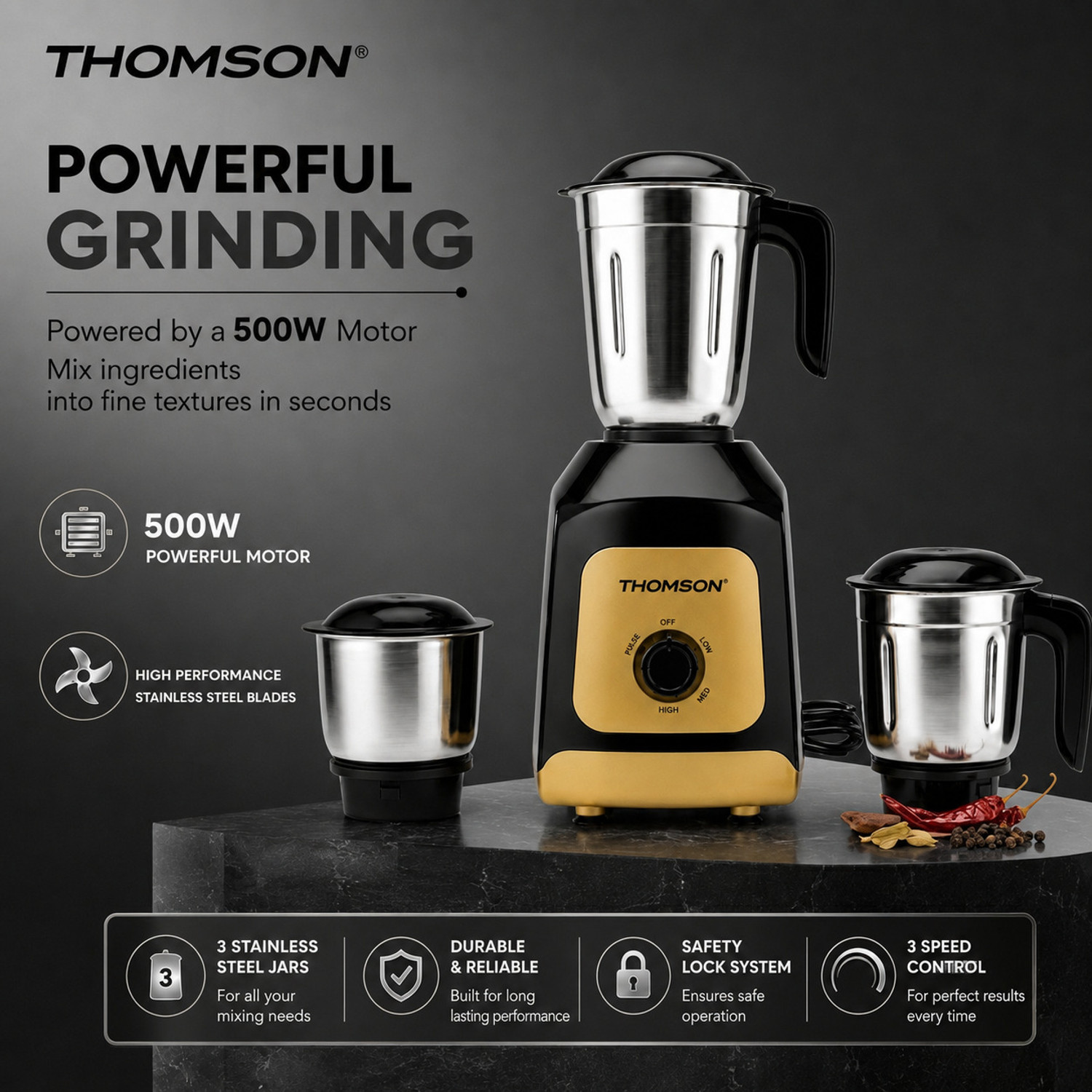 Image of Thomson Kitchen Master 500 W Juicer Mixer Grinder