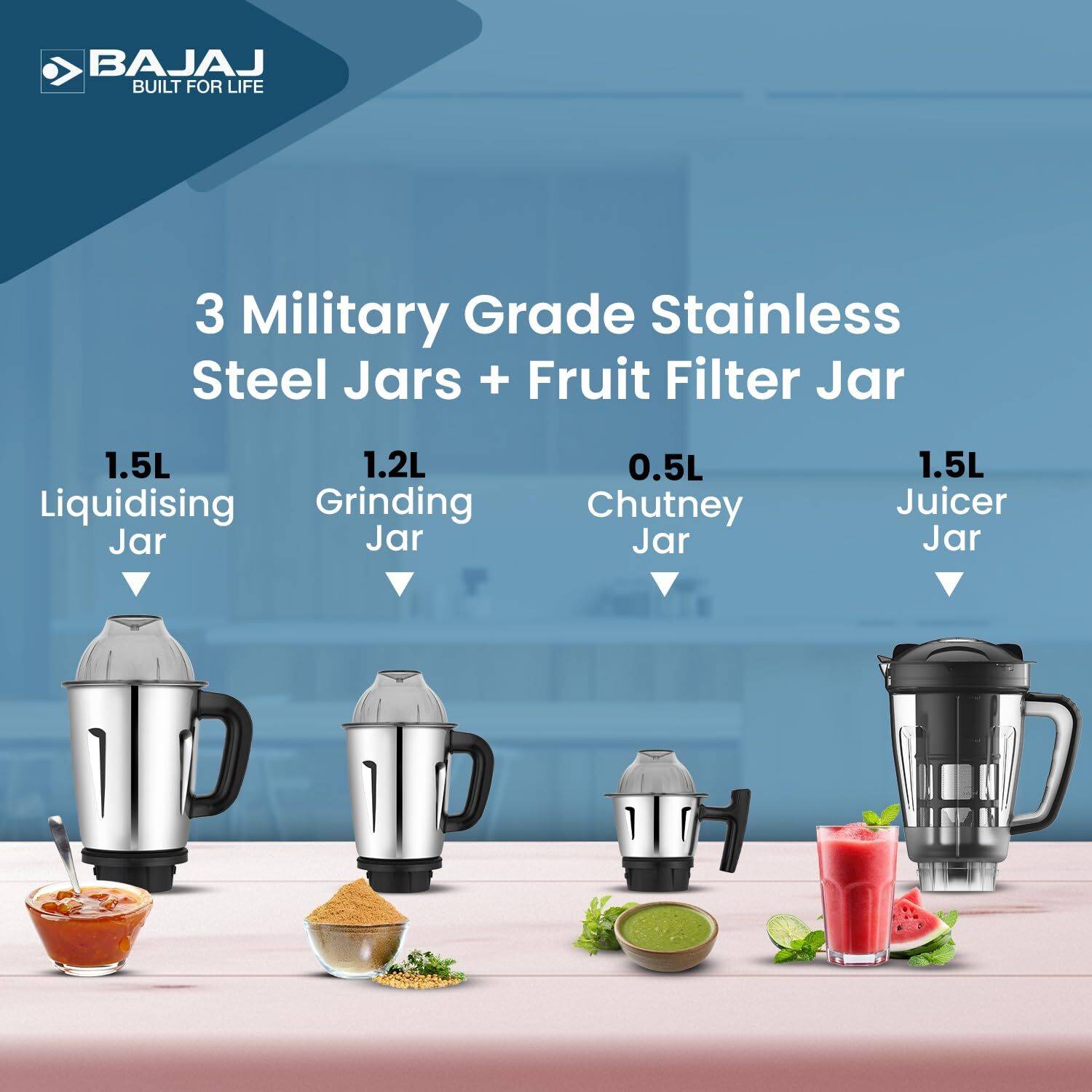 Bajaj Evoque 4 Jar 1000W Jet Black Mixer Grinder - Image 5