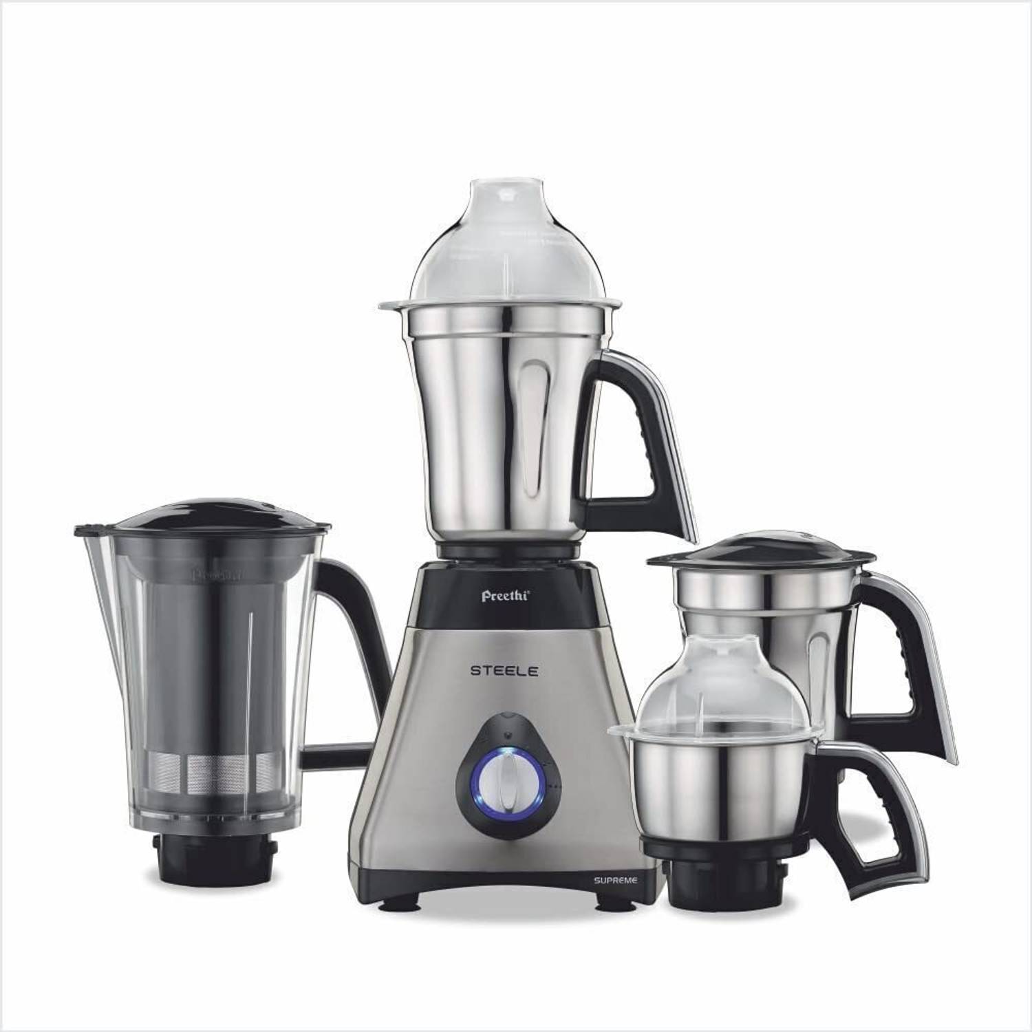 Preethi Steel Supreme 750 W Juicer Mixer Grinder (MG208 4 Jars