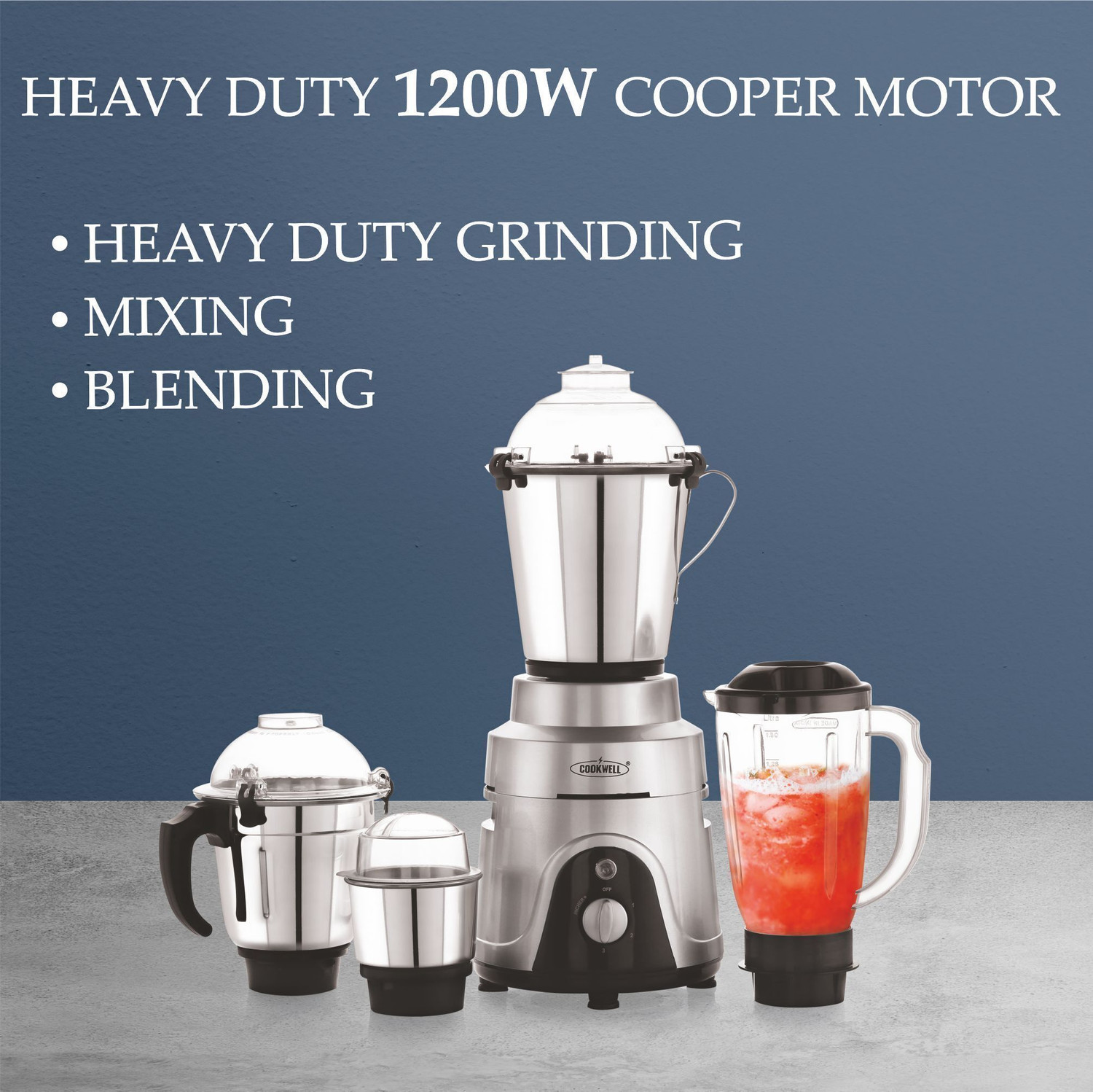 Image of cookwell Heavy Duty 1200 W Juicer Mixer Grinder