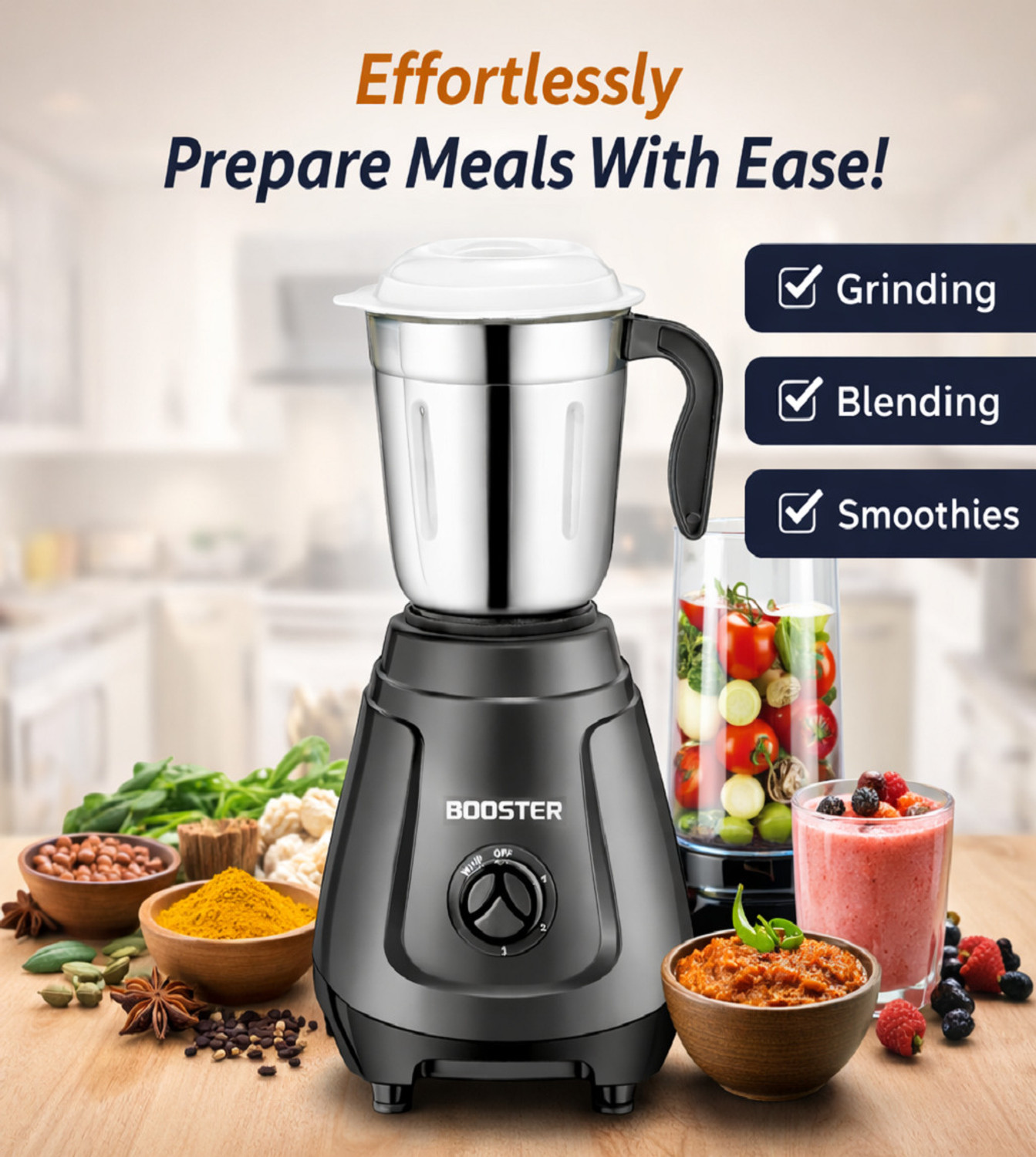 Image of BOOSTER Powerful Juicer Mixer Grinder 750 W Juicer Mixer Grinder
