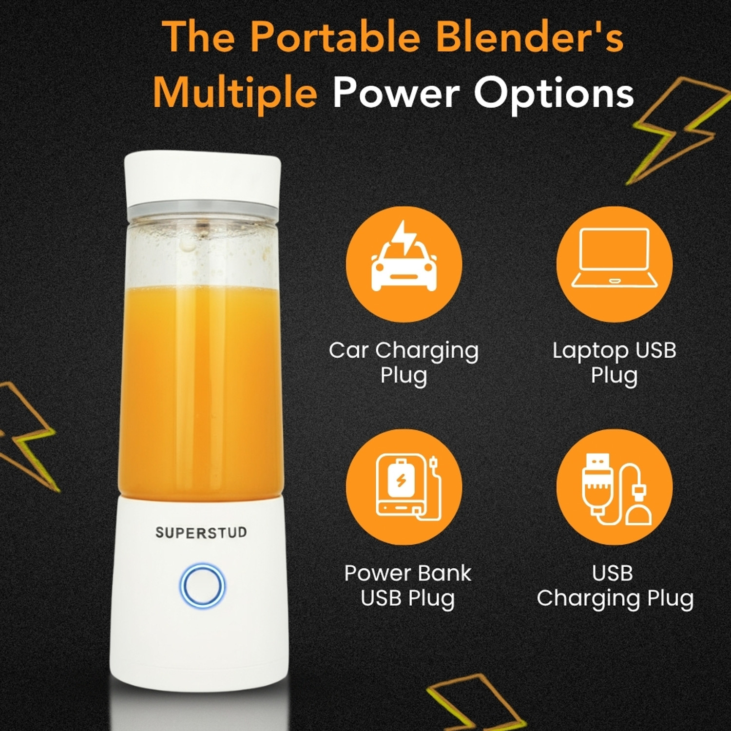 Image of SUPERSTUD Portable juicer blender 6 Blade | 1800mAh Battery Type-C Charging 220 W Juicer Mixer Grinder