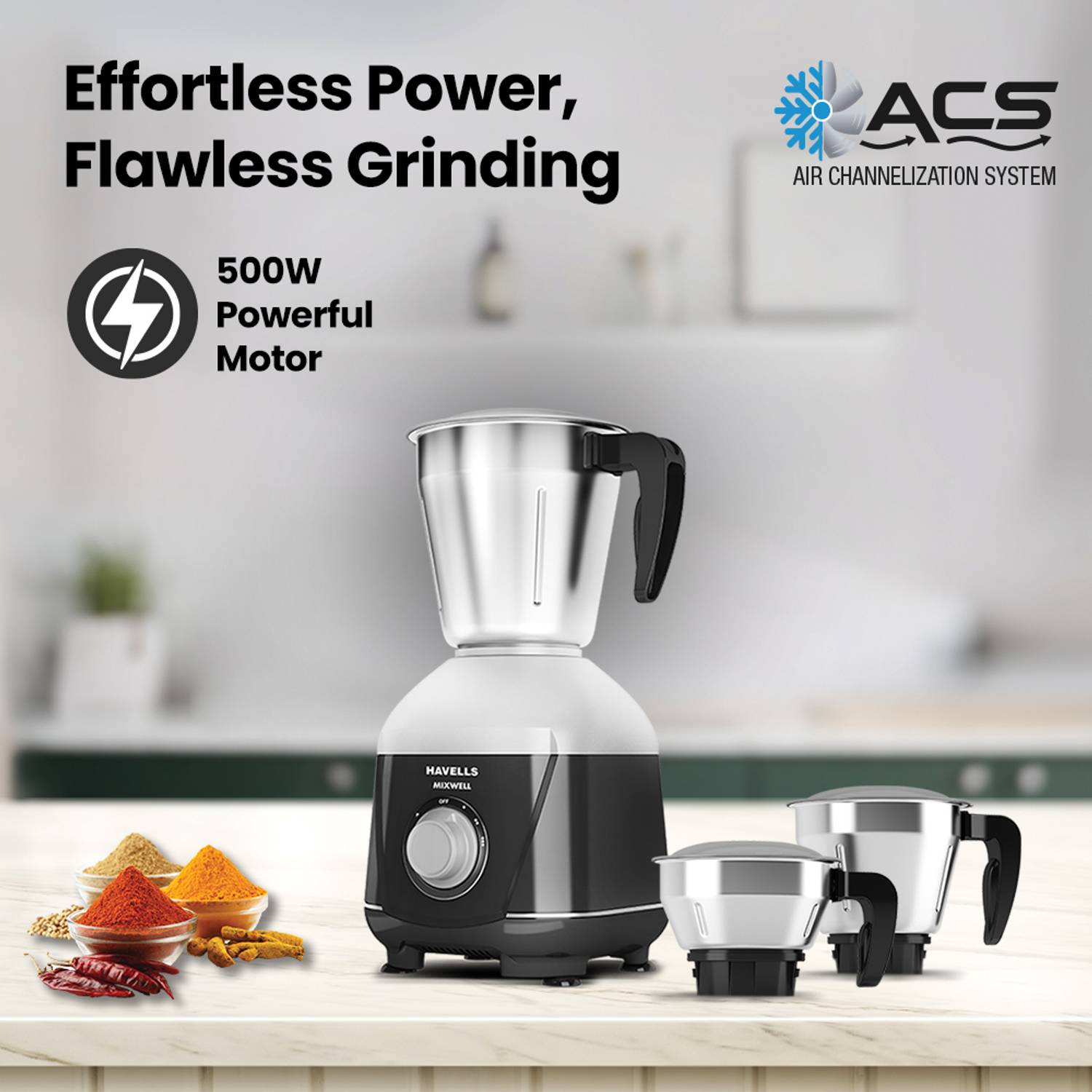 HAVELLS GHFMGCIE050 500 W Mixer Grinder - Image 2