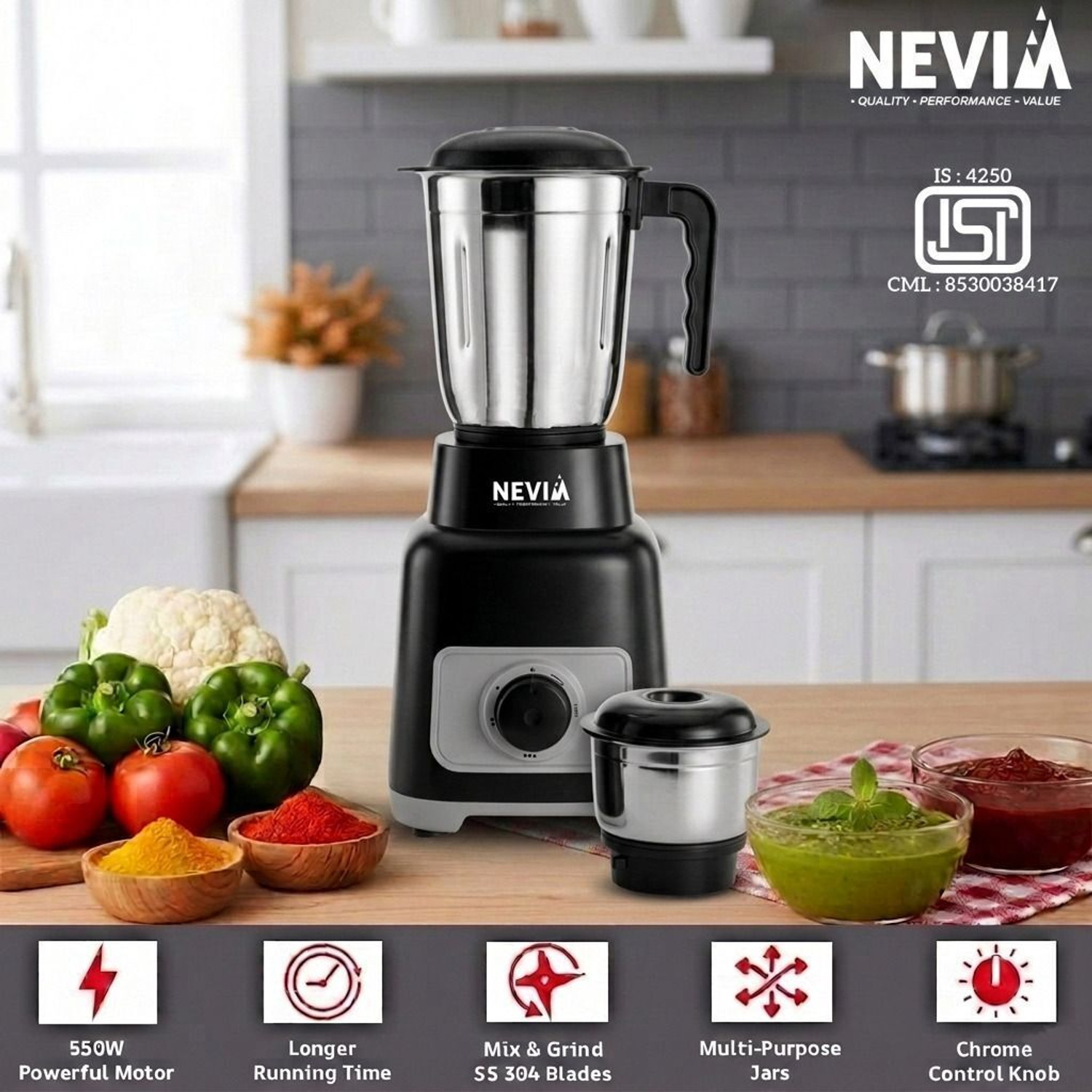 Image of nevia Joy Mix 550 W Mixer Grinder