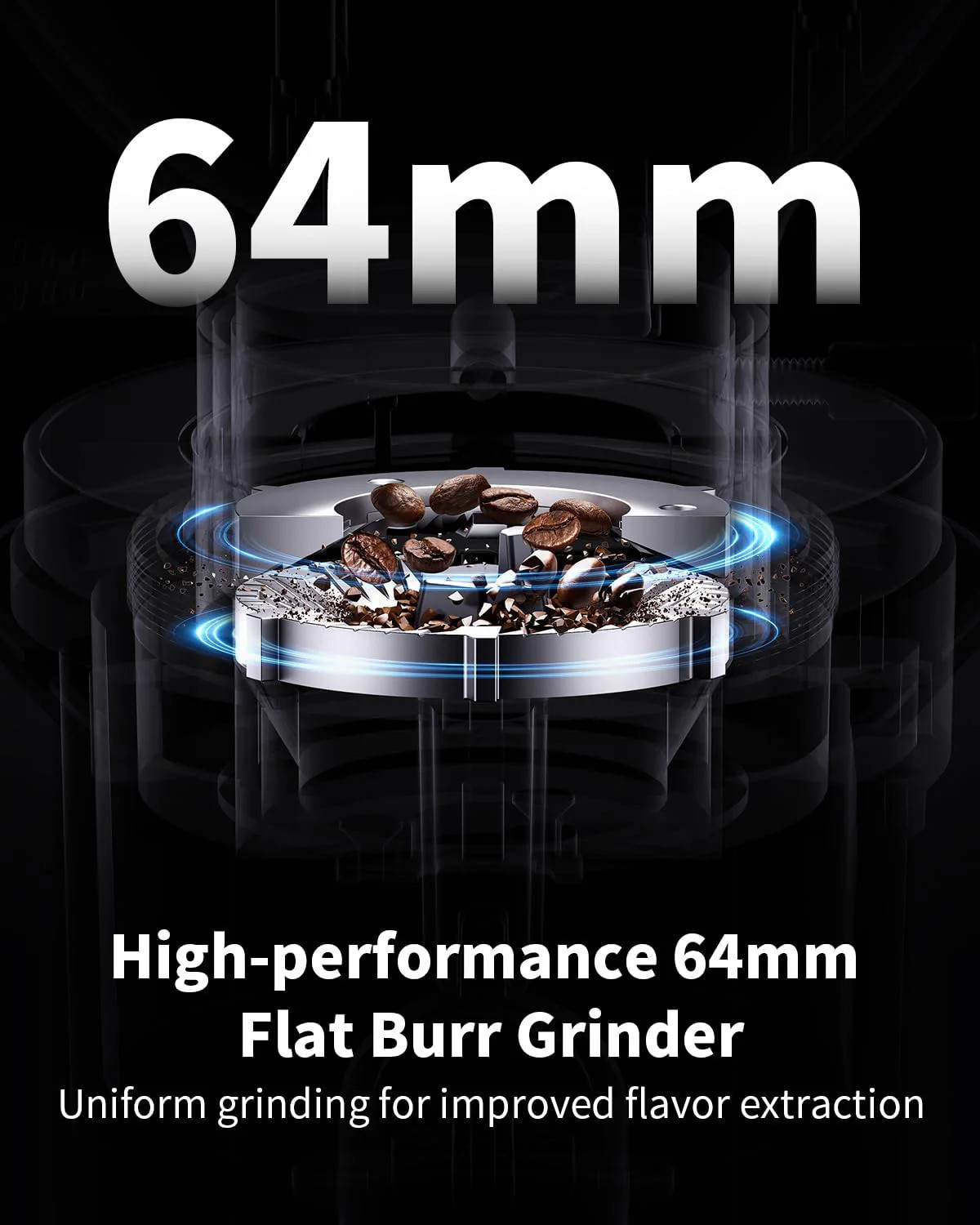 Image of Espressa Orbit 64mm Flat Burr Coffee Grinder for Espresso & Filter 150 W Mixer Grinder