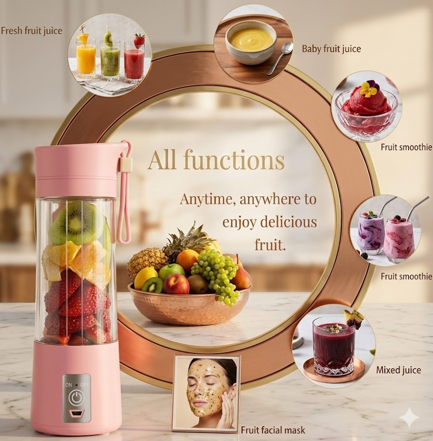 Image of VINTRIX USB-380ML-6B-PROBLEND-SMOOTHIE-LASSI 180 W Juicer Mixer Grinder