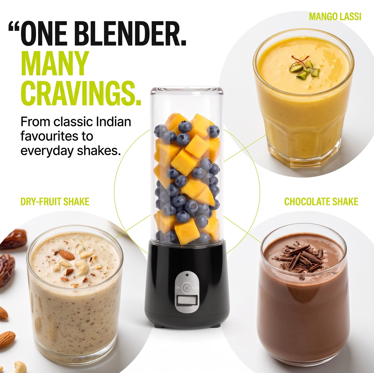 Image of blendjet Portable Blender Mixer Juicer Grinder 420ml 1500mAh USB Rechargeable 6 Blades 150 W Juicer Mixer Grinder