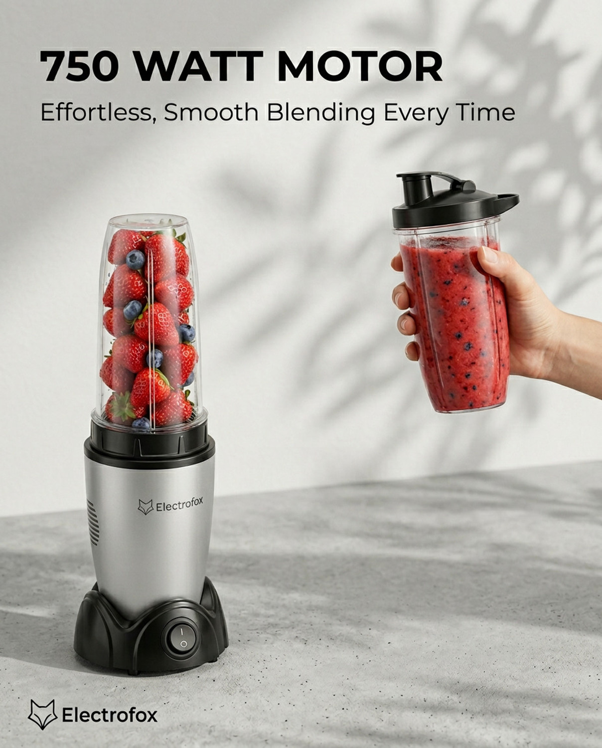 Image of Electrofox Blendo+ 2 Jar Nutri Blender 750 W Juicer Mixer Grinder