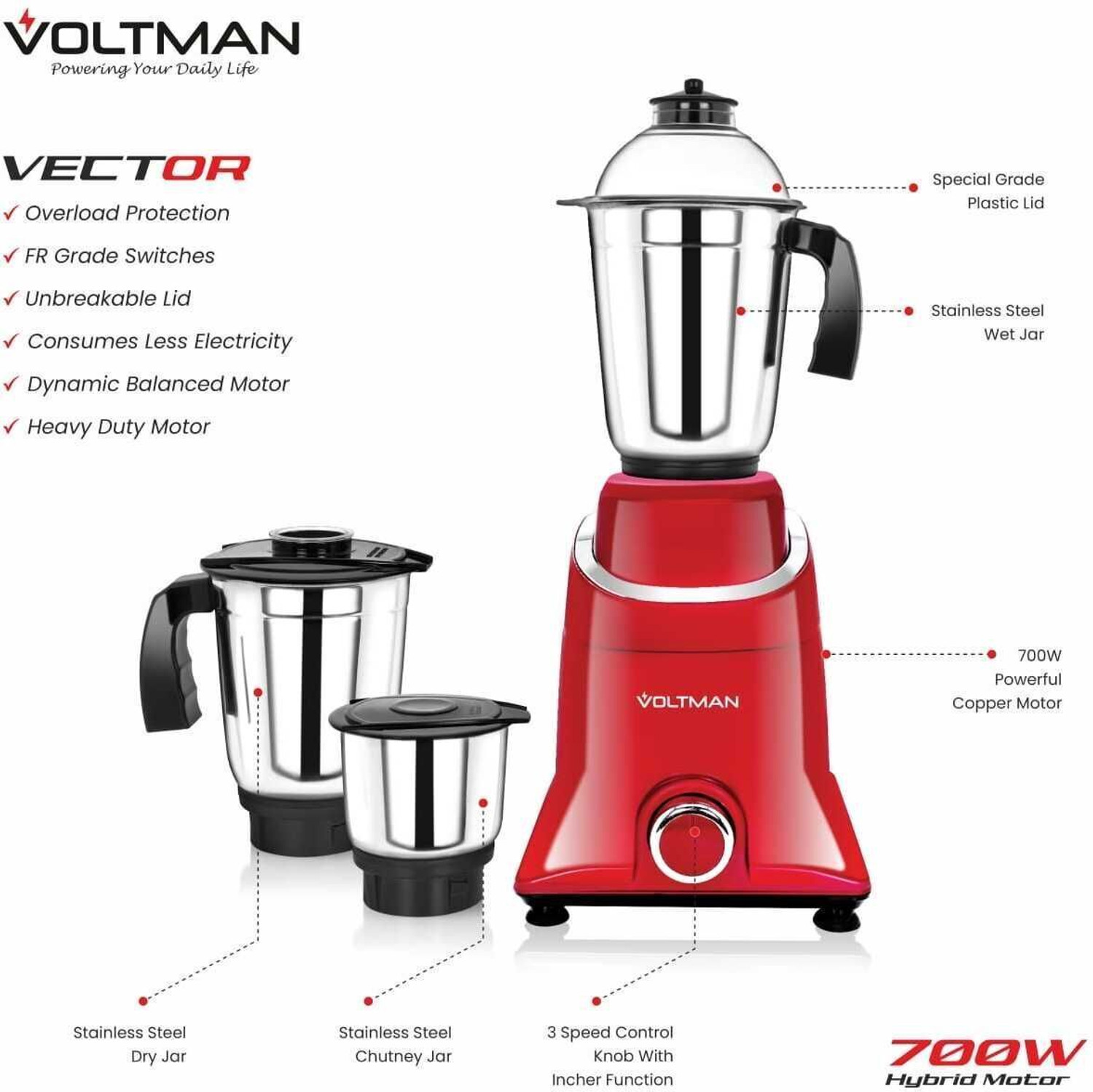 Image of VOLTMAN VECTOR mixer grinder 700 W Juicer Mixer Grinder