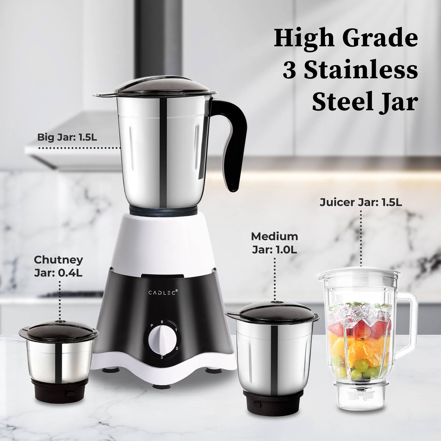 Cadlec MixGenie 750 W Juicer Mixer Grinder - Image 3