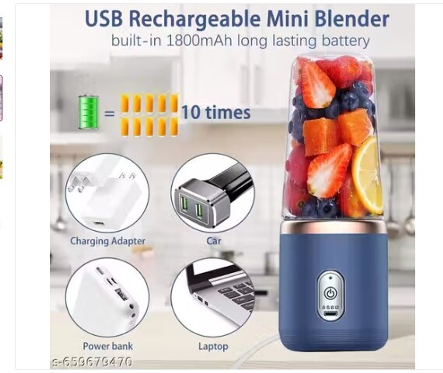 Image of Rekhacreation44 Mini Smoothie Maker for Juice,Shakes & Baby Food Travel-Friendly Compact Mixer 40 W Juicer Mixer Grinder