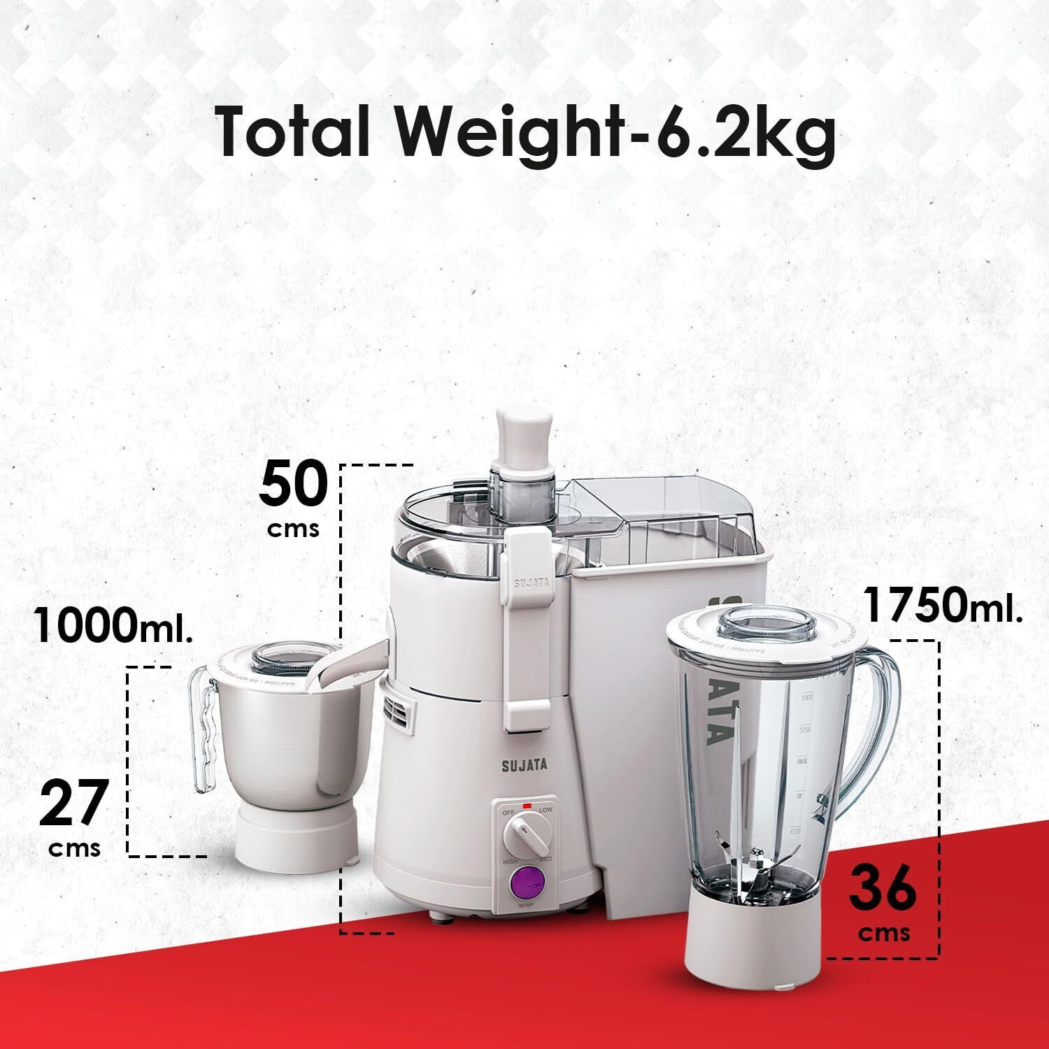 Image of SUJATA POWERMATIC PLUS 900 W Juicer Mixer Grinder