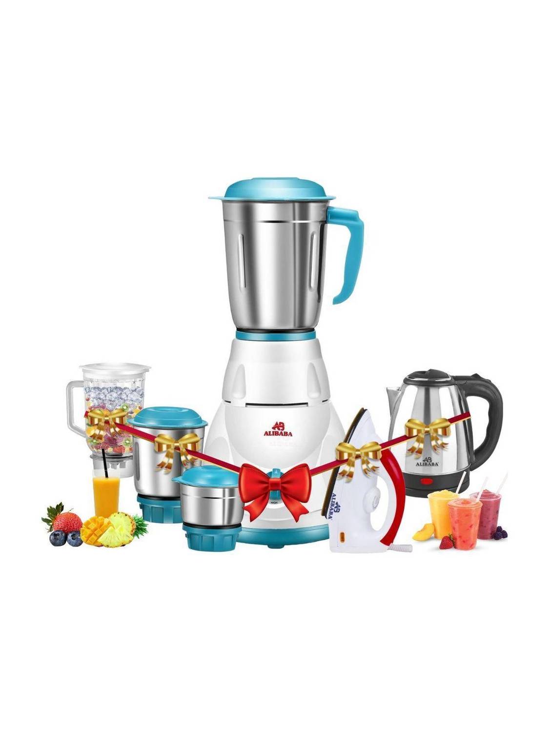 Alibaba Pearl Electric Kettle (2L, Silver) & 550 W Mixer Grinder