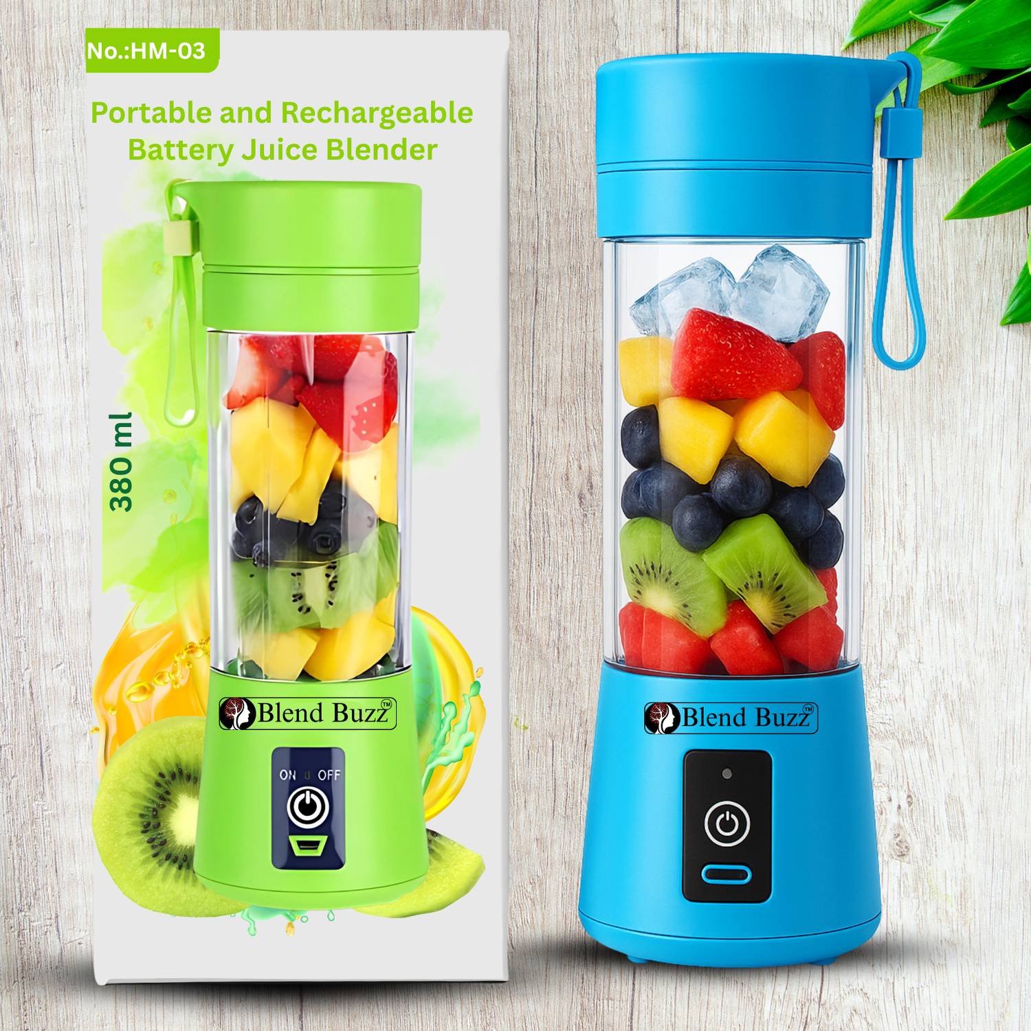 Blend Buzz Rechargeable Portable Juicer Blender USB Smoothie Make